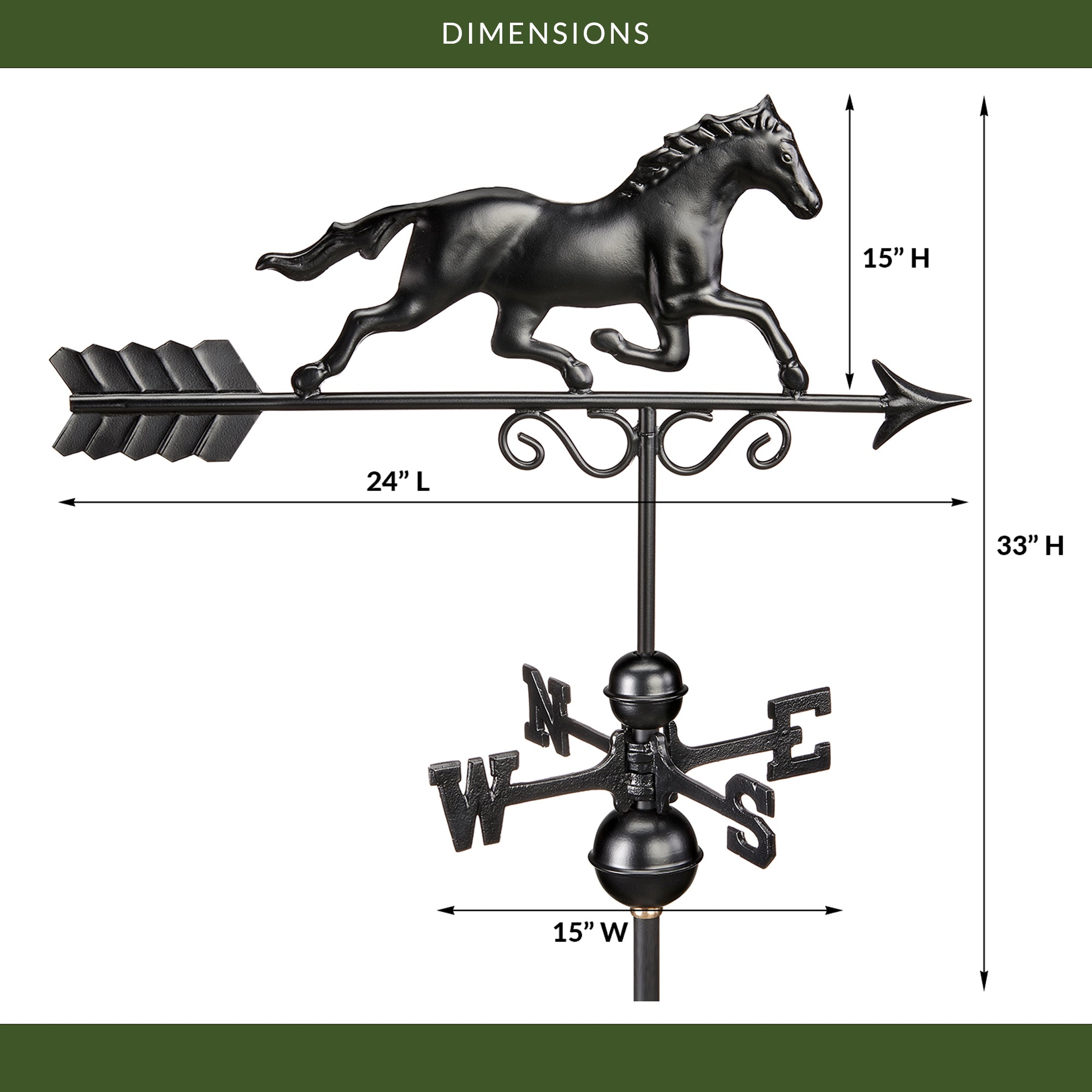 Black Aluminum Galloping Horse - Evira