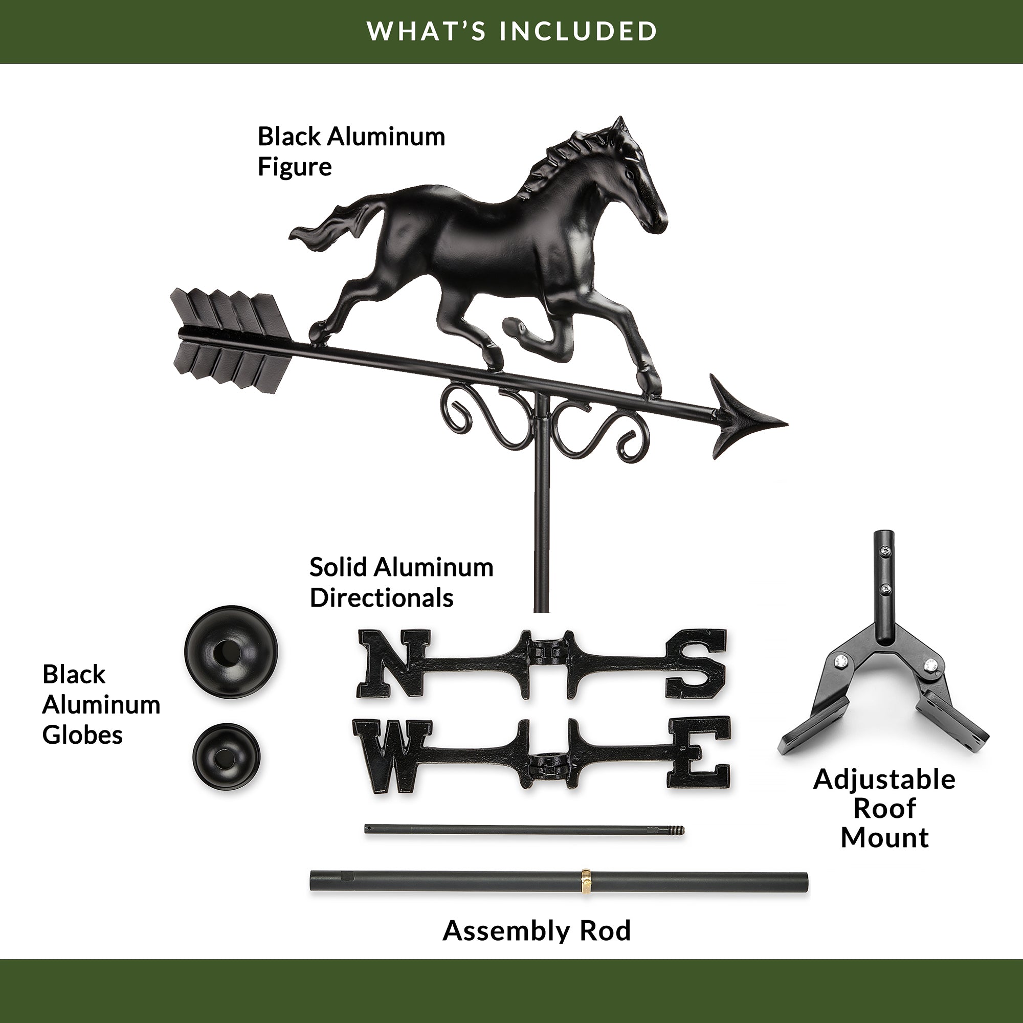 Black Aluminum Galloping Horse - Evira