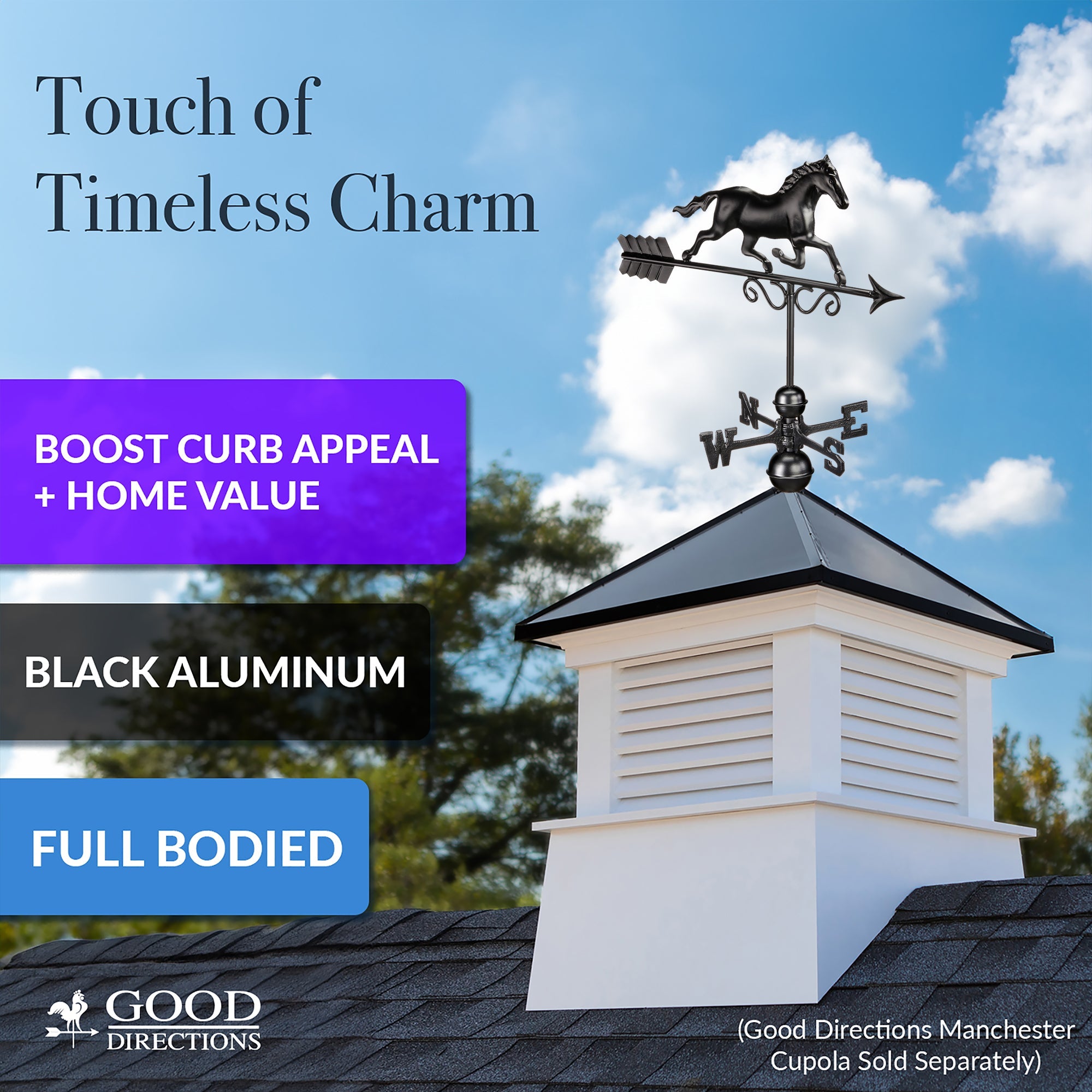 Black Aluminum Galloping Horse - Evira