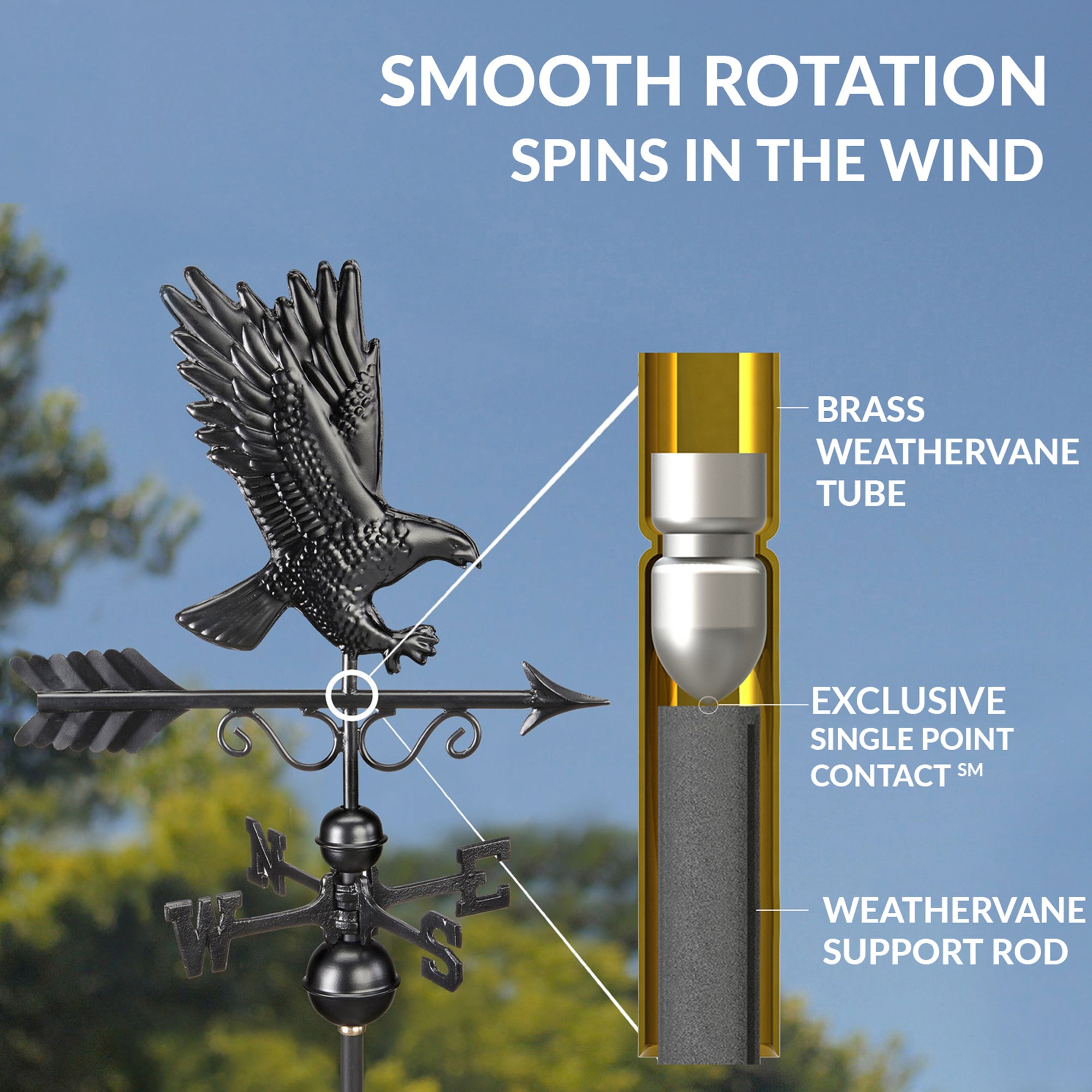Black Aluminum Majestic Eagle Standard Weathervane - Evira