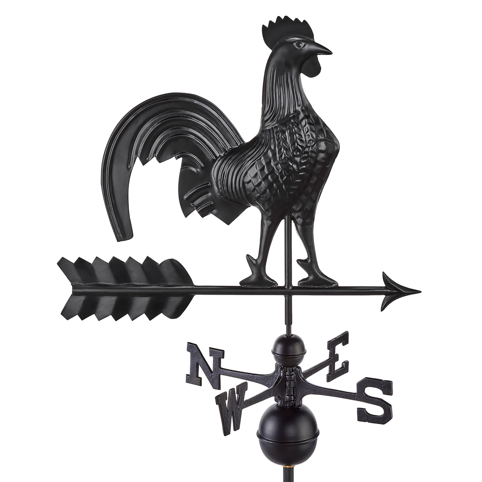 Black Aluminum Rooster Standard Weathervane - Evira