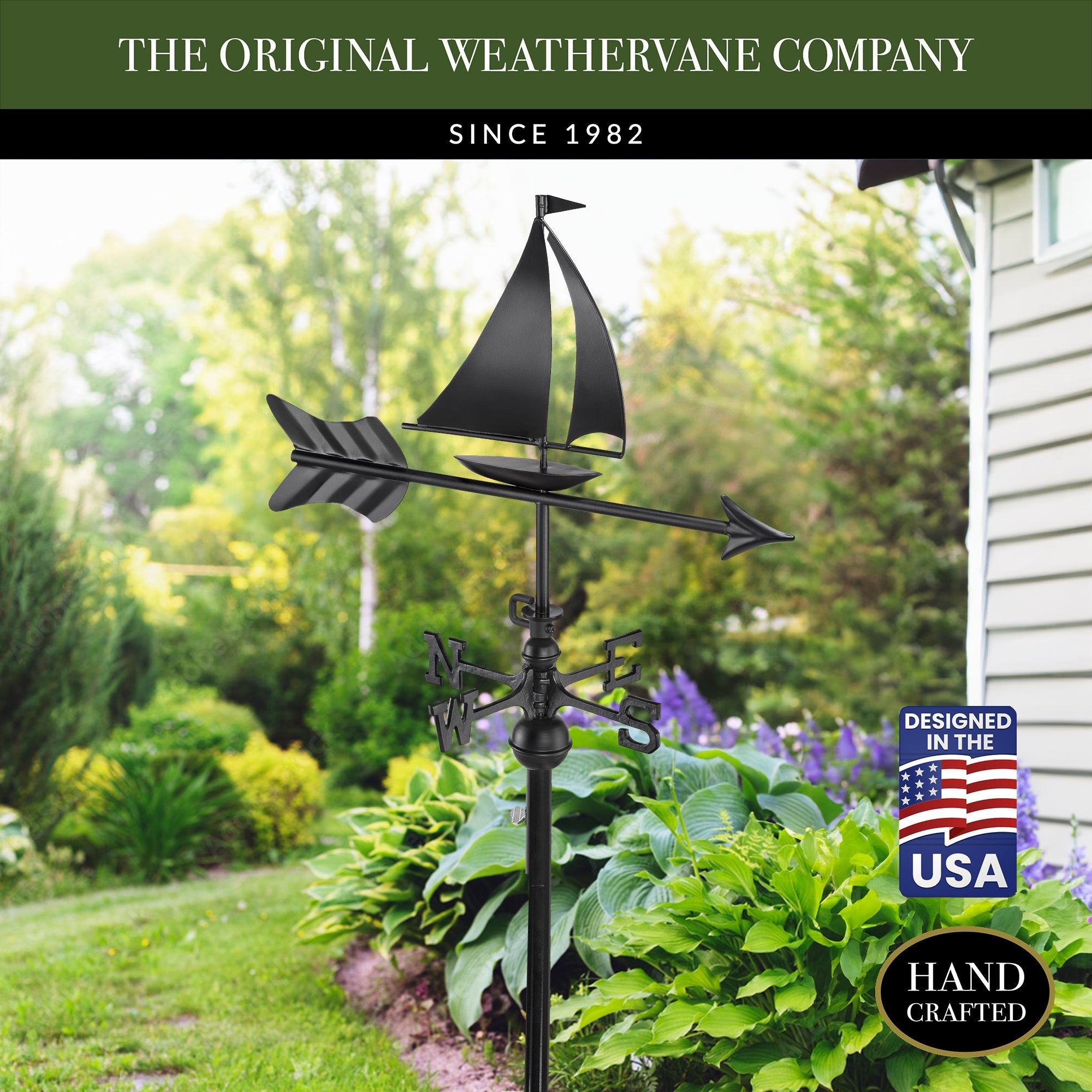 Black Aluminum Sailboat Garden Weathervane - Evira