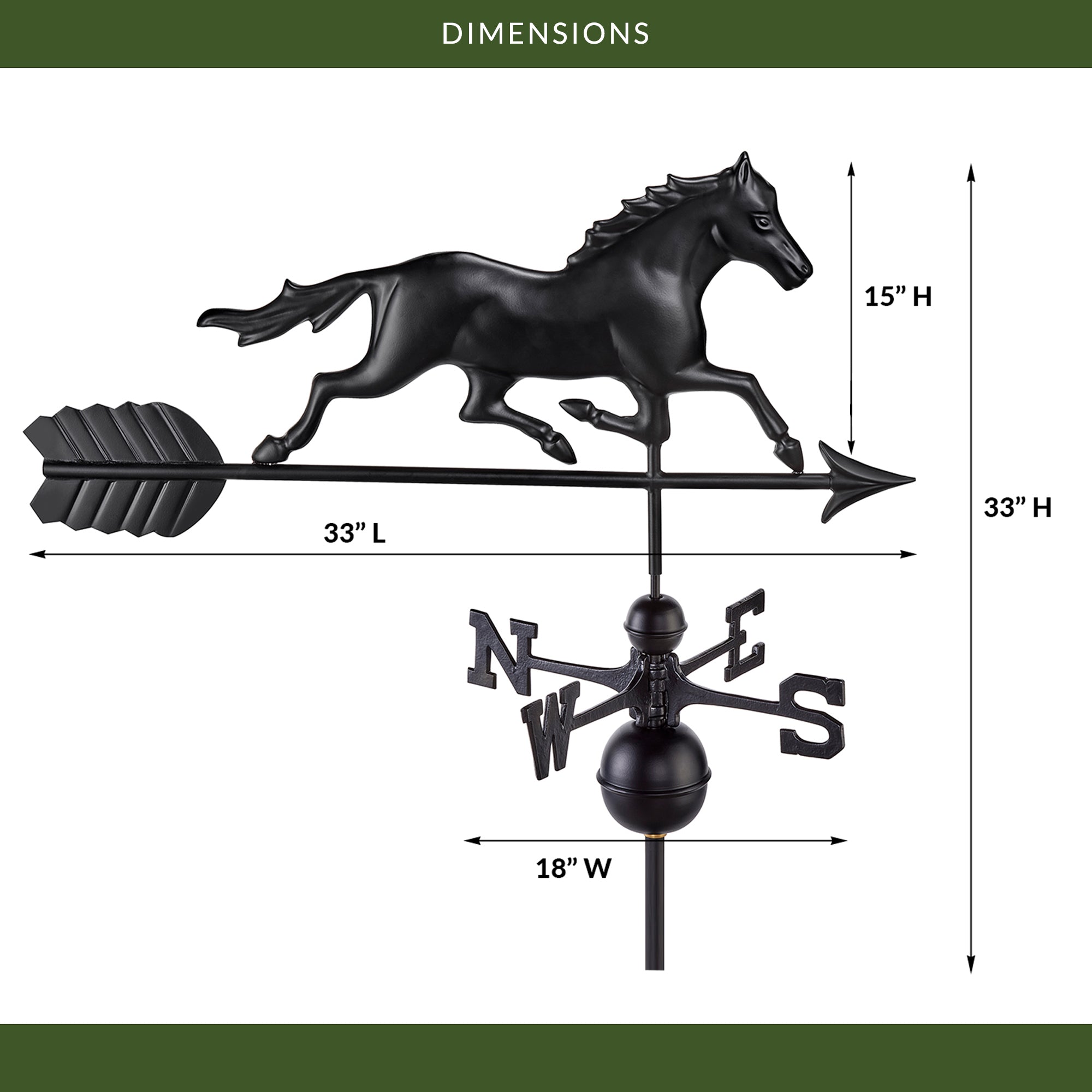 Black Aluminum Trotting Horse - Evira