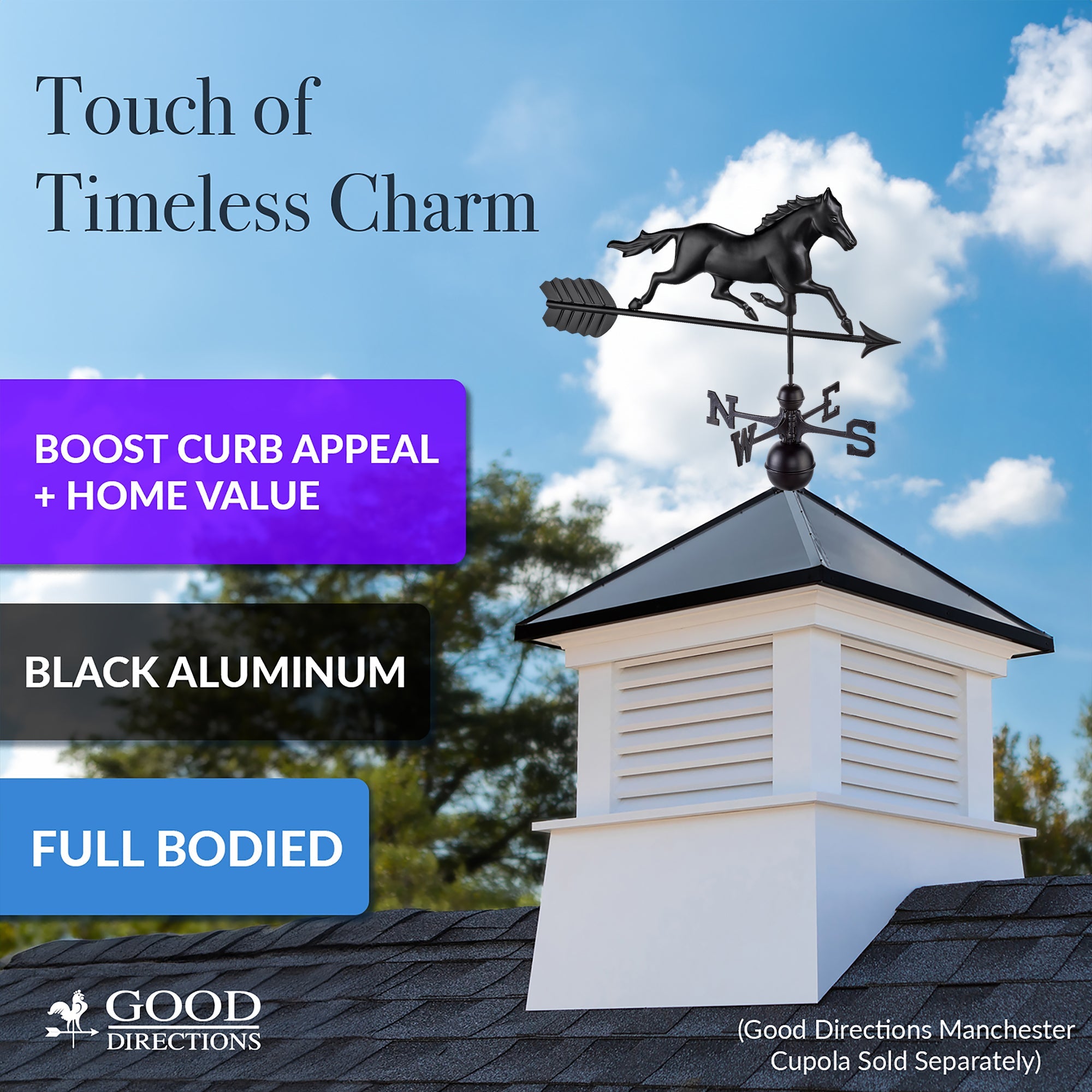 Black Aluminum Trotting Horse - Evira