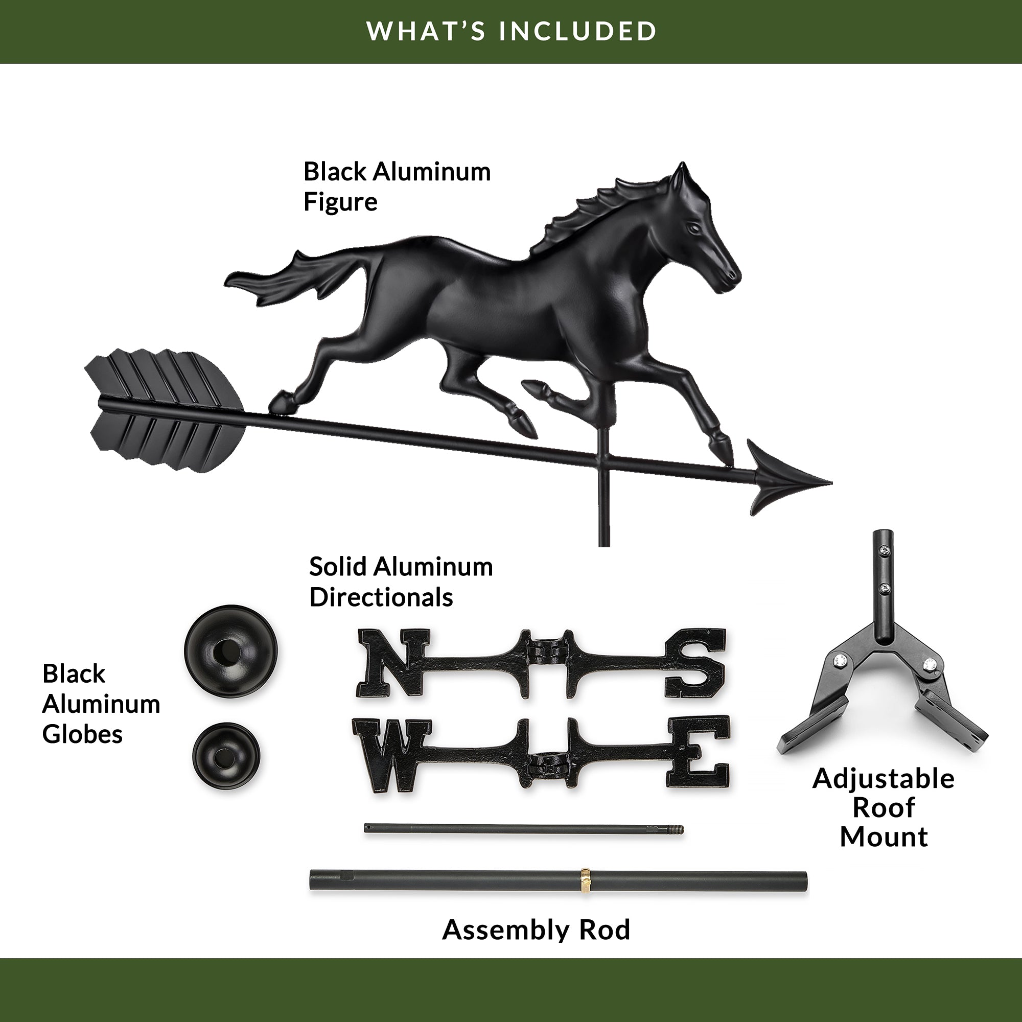 Black Aluminum Trotting Horse - Evira