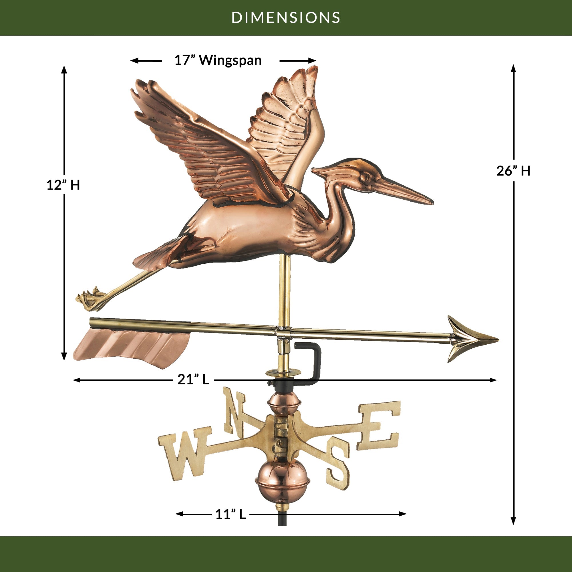 Blue Heron with Arrow Cottage Weathervane - Evira