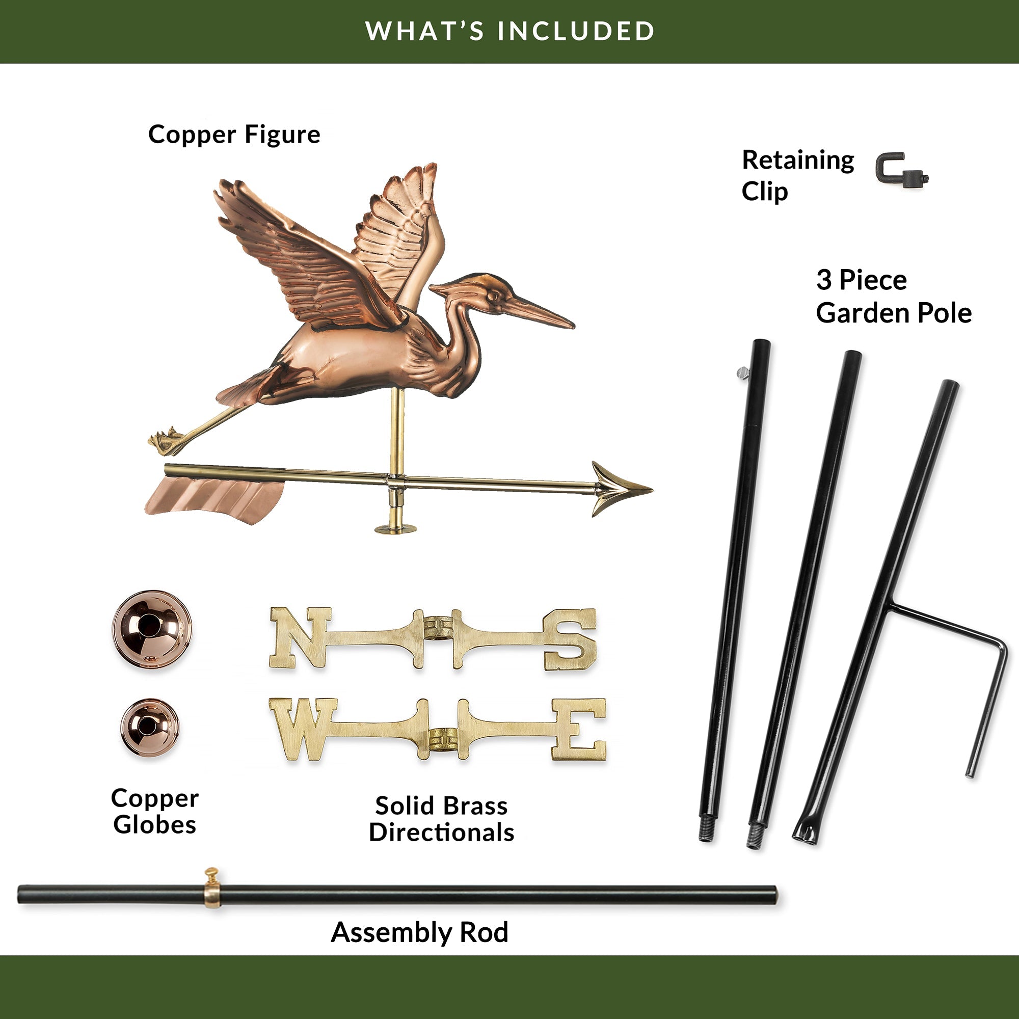 Blue Heron with Arrow Garden Weathervane - Evira