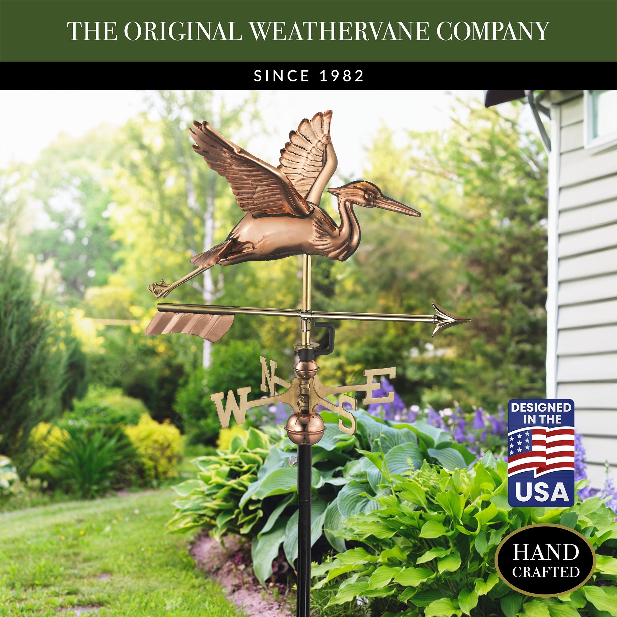 Blue Heron with Arrow Garden Weathervane - Evira