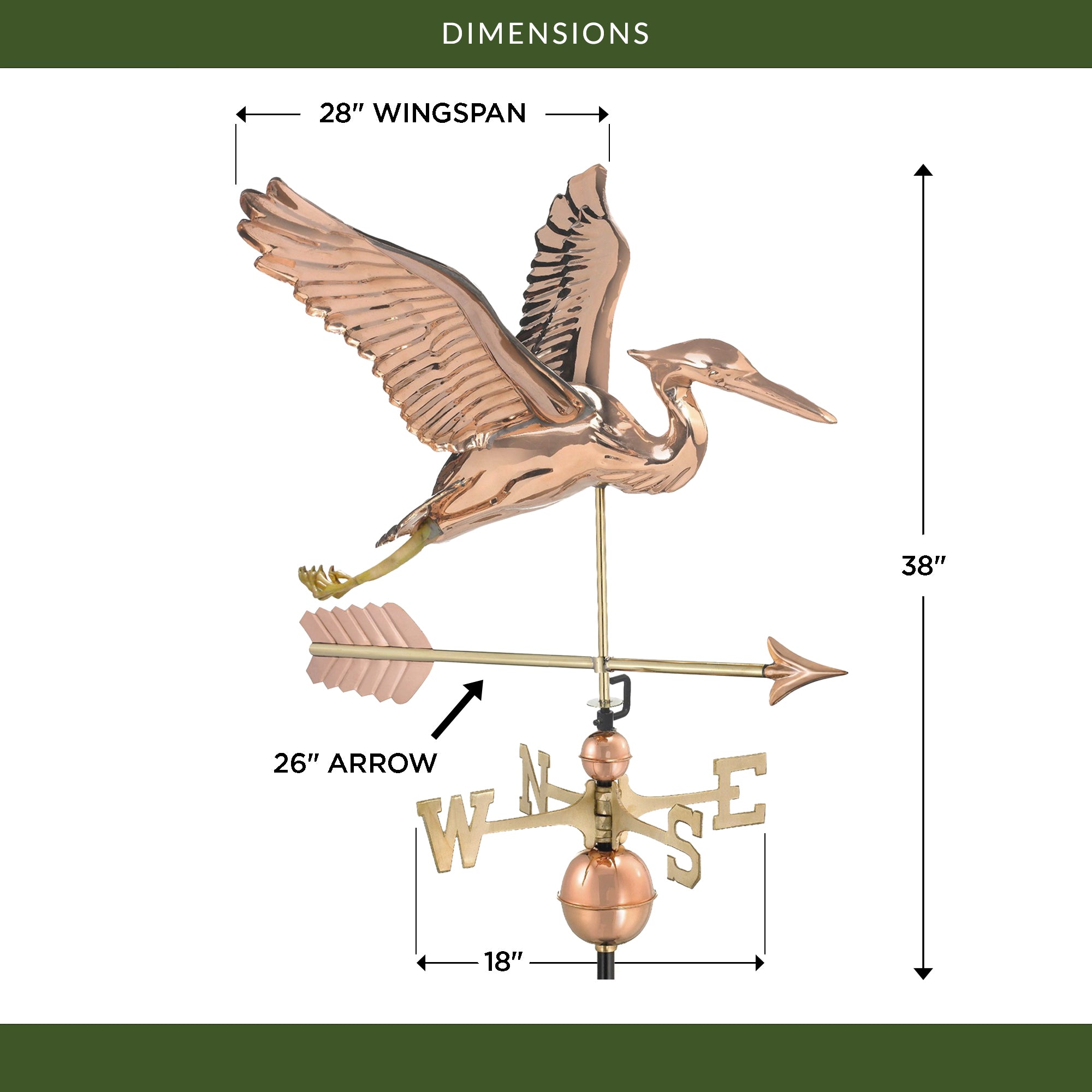 Blue Heron with Arrow Weathervane - Evira