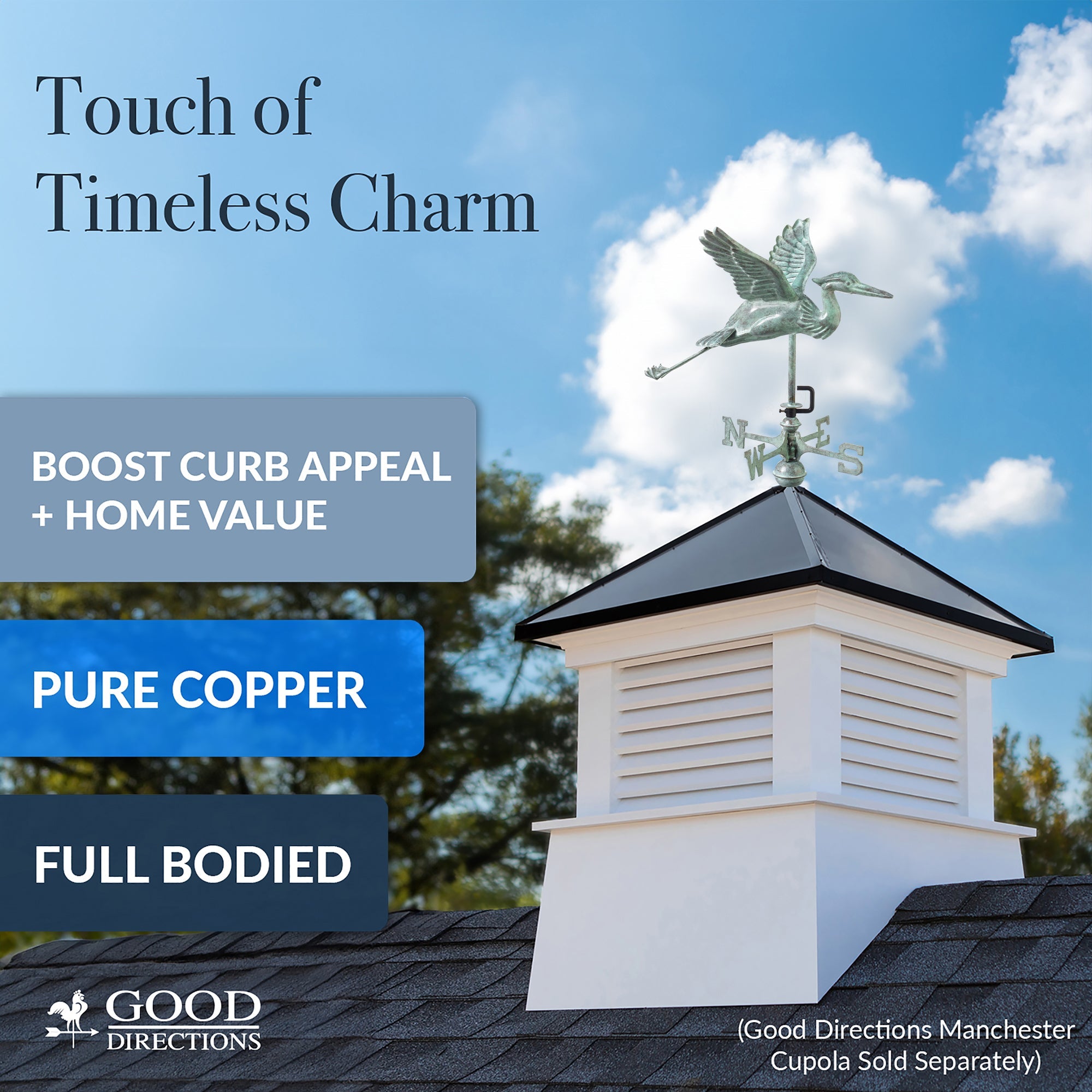 Blue Verde Blue Heron Cottage Weathervane - Evira
