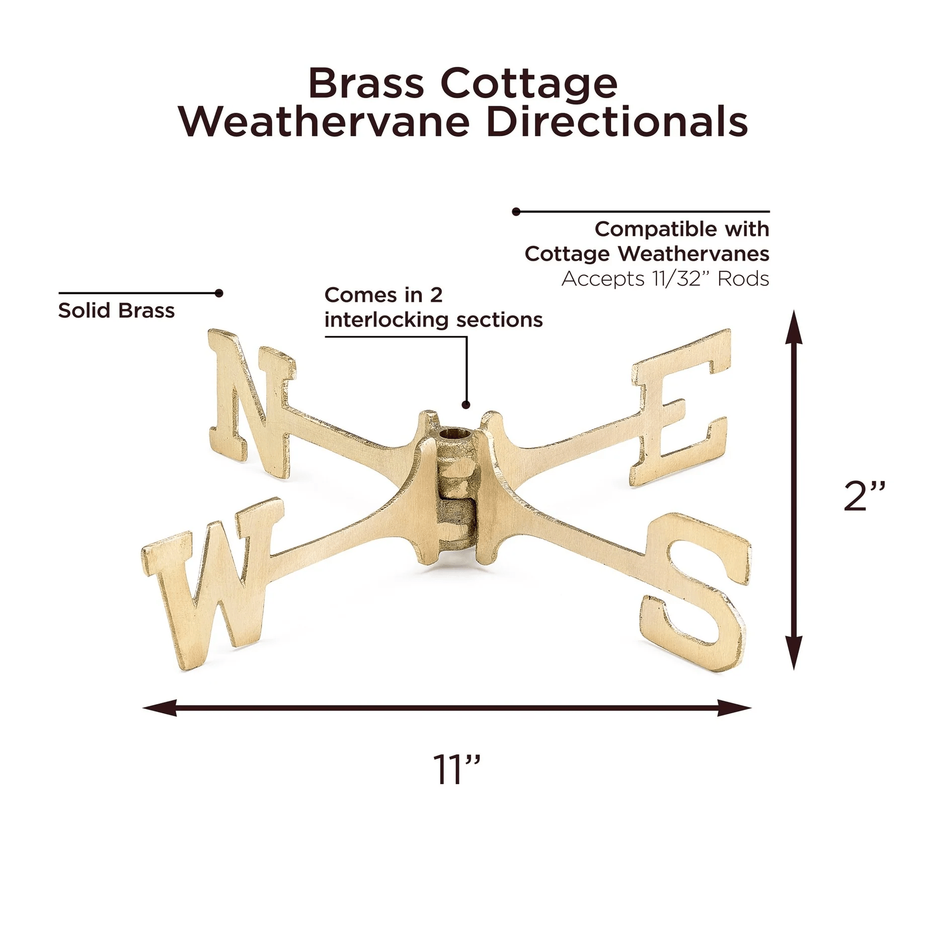 Brass 11" Weathervane Directionals - Evira