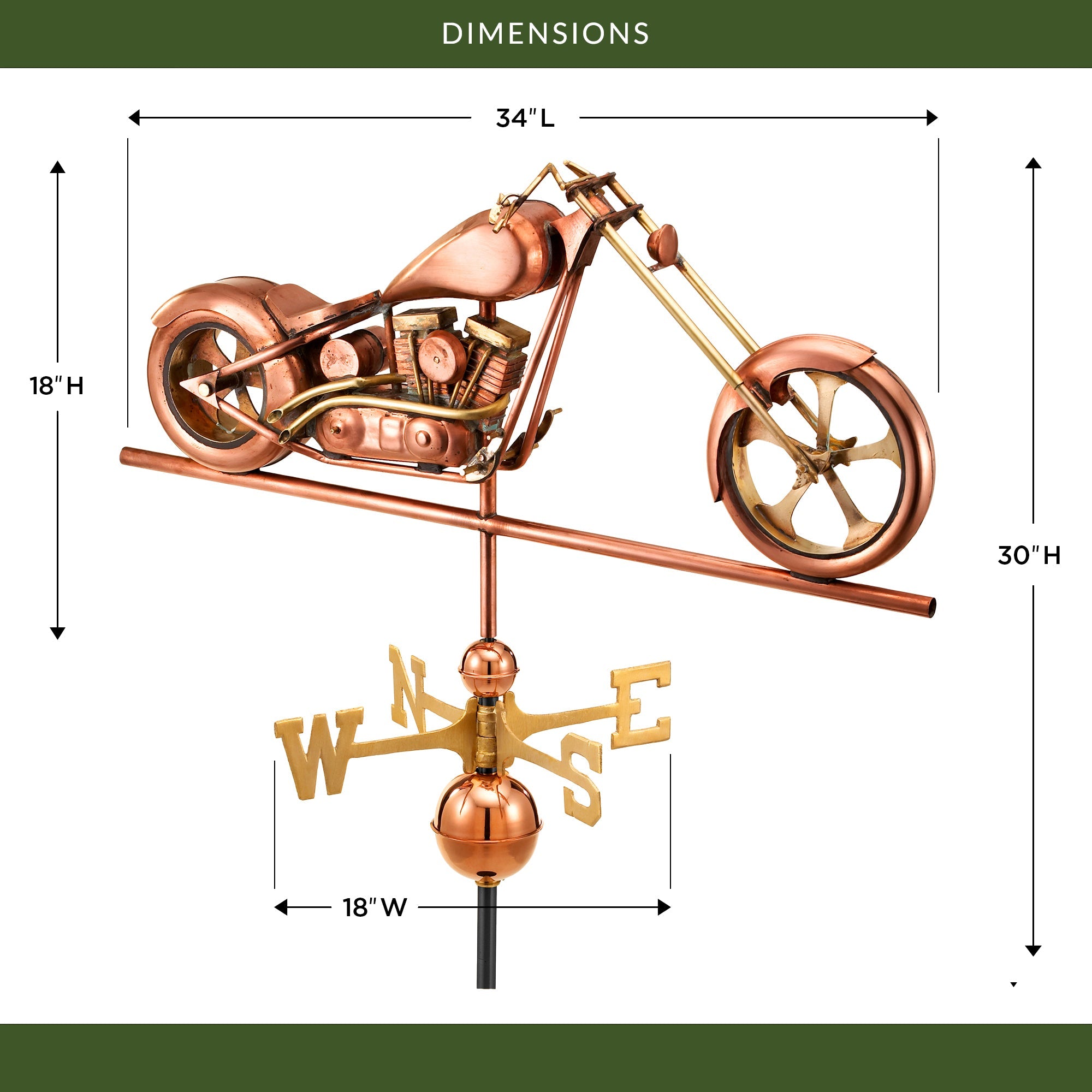 Chopper Motorcycle Weathervane - Evira