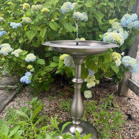 Classic Pewter Bird Bath Pedestal - Evira