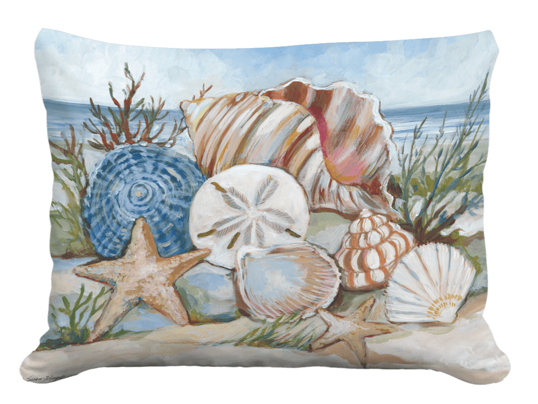 Coastal Shells Decorative Pillow - Indoor & Outdoor Accent - Evira