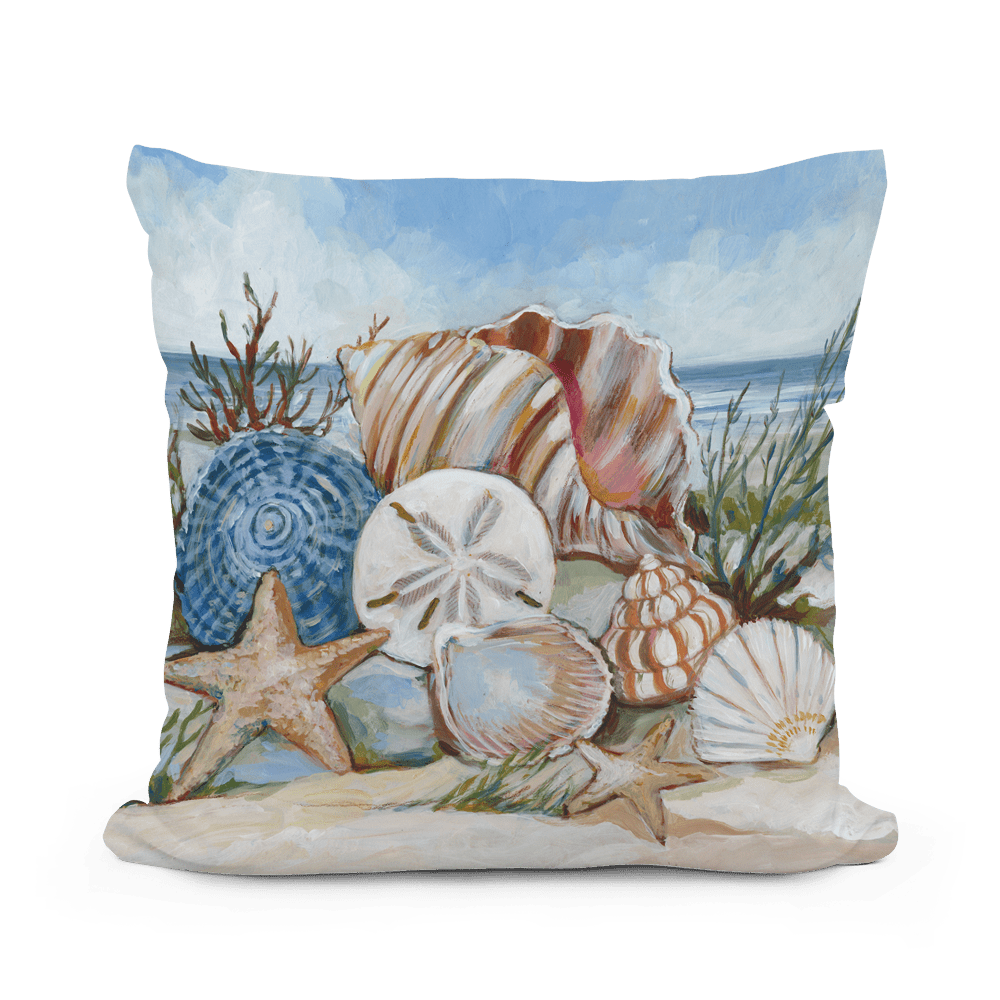 Coastal Shells Decorative Pillow - Indoor & Outdoor Accent - Evira