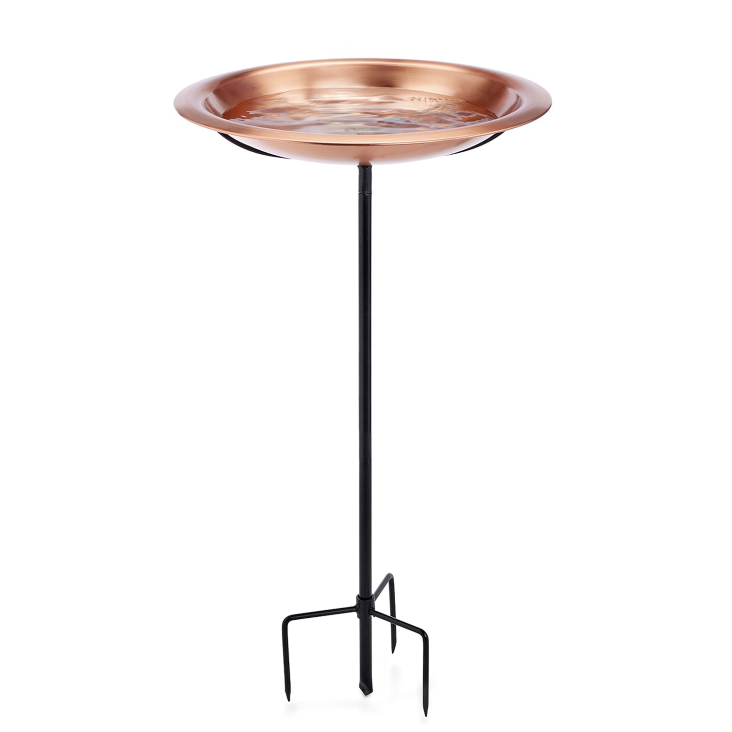 Copper Birdbath with Garden Pole, 18“�D “ Matte Finish - Evira
