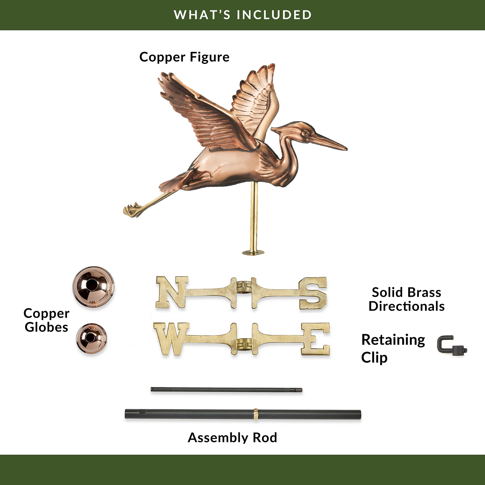 Copper Blue Heron Cottage Weathervane - Evira