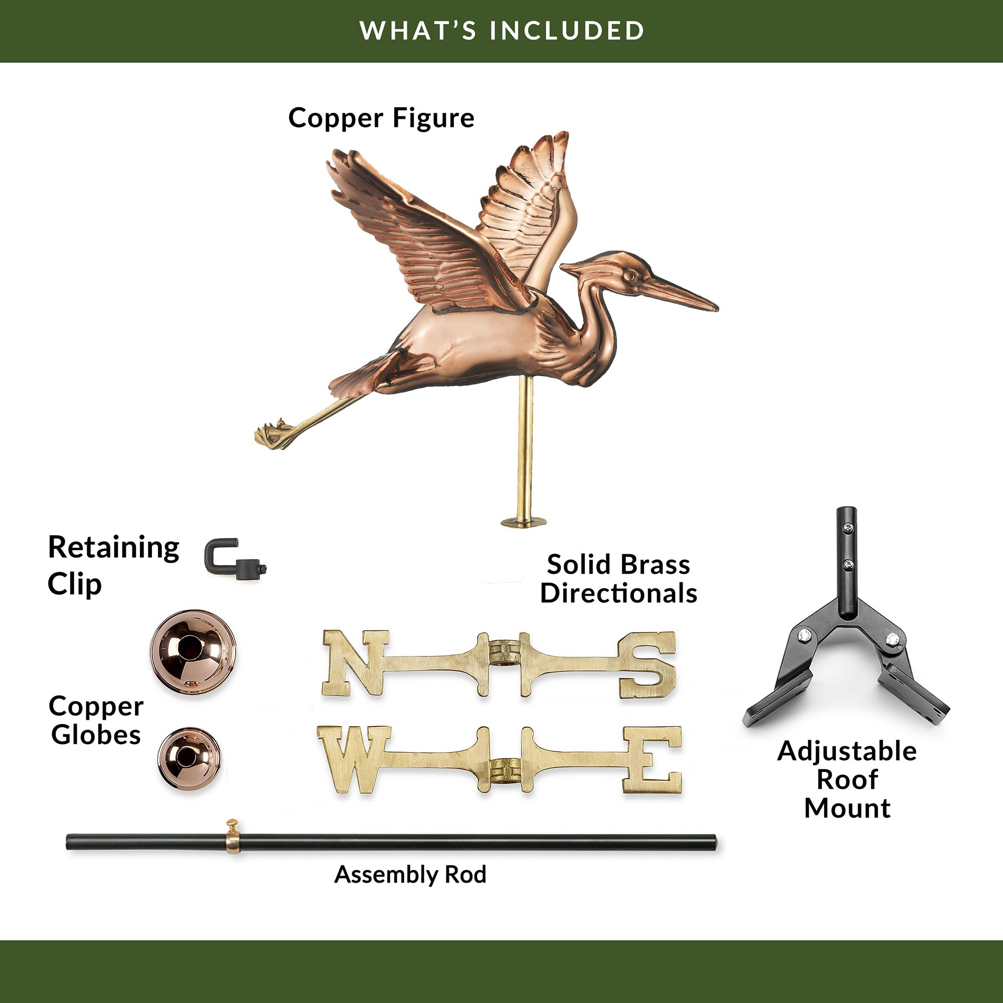 Copper Blue Heron Cottage Weathervane - Evira