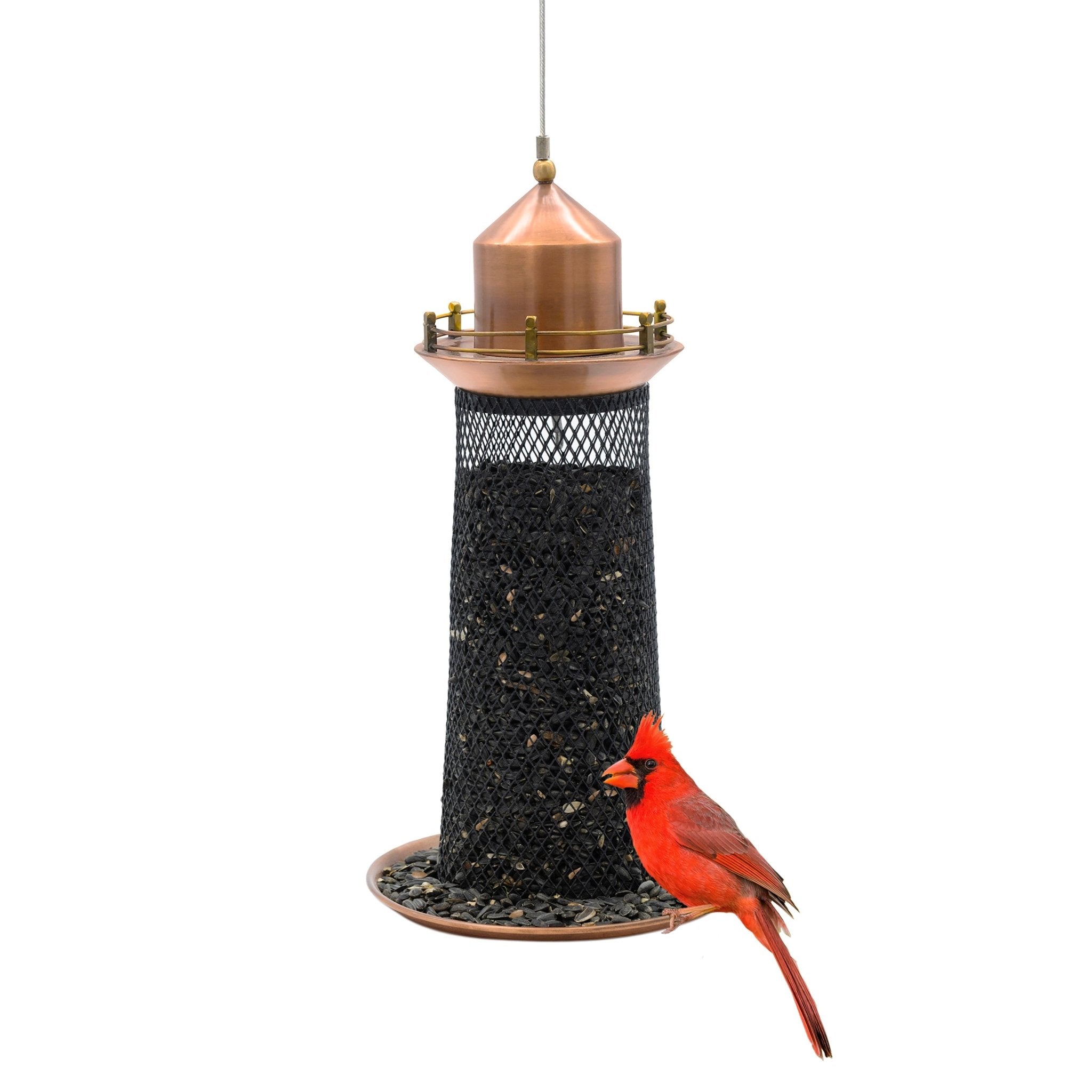Copper Lighthouse Bird Feeder with Mesh Panels - Evira