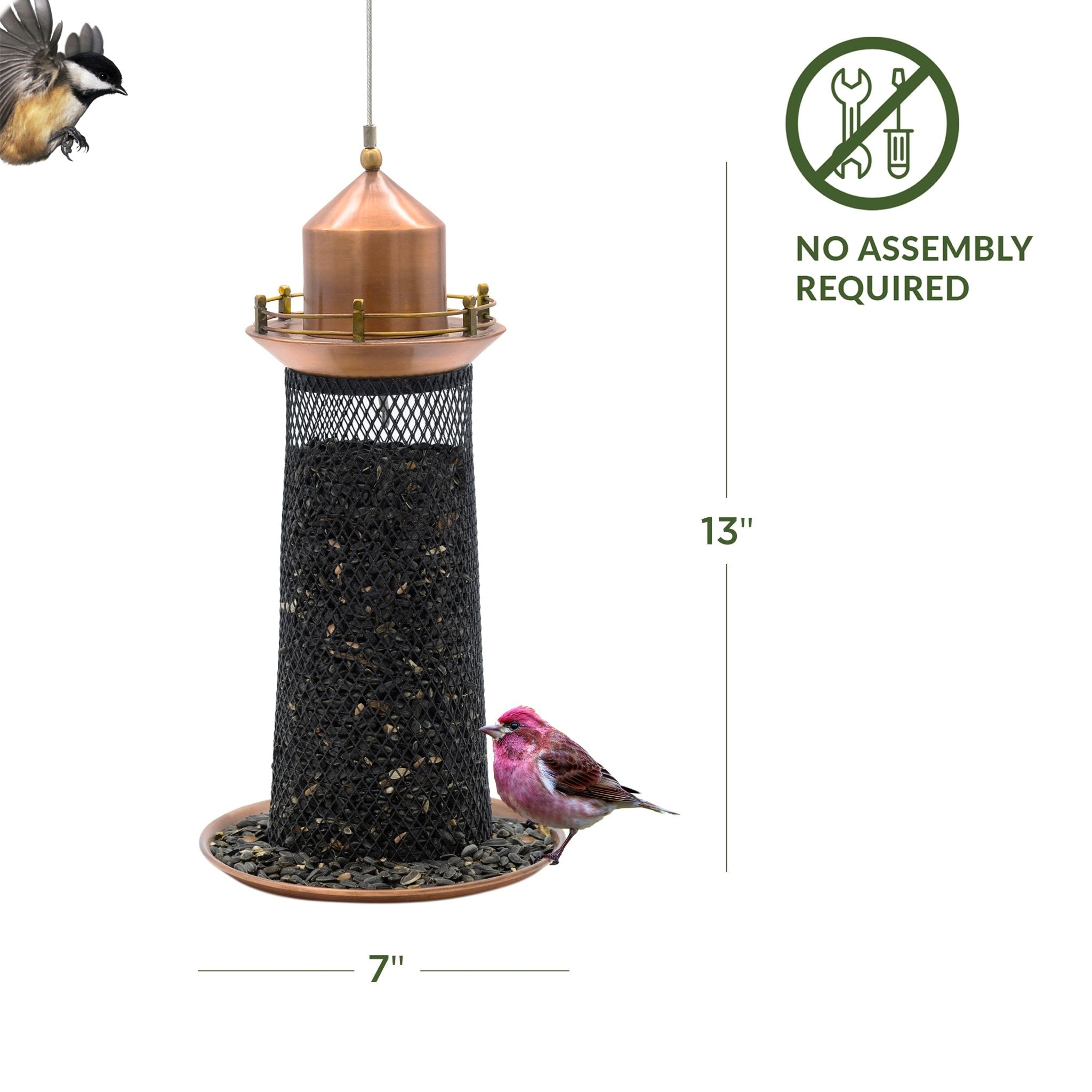 Copper Lighthouse Bird Feeder with Mesh Panels - Evira