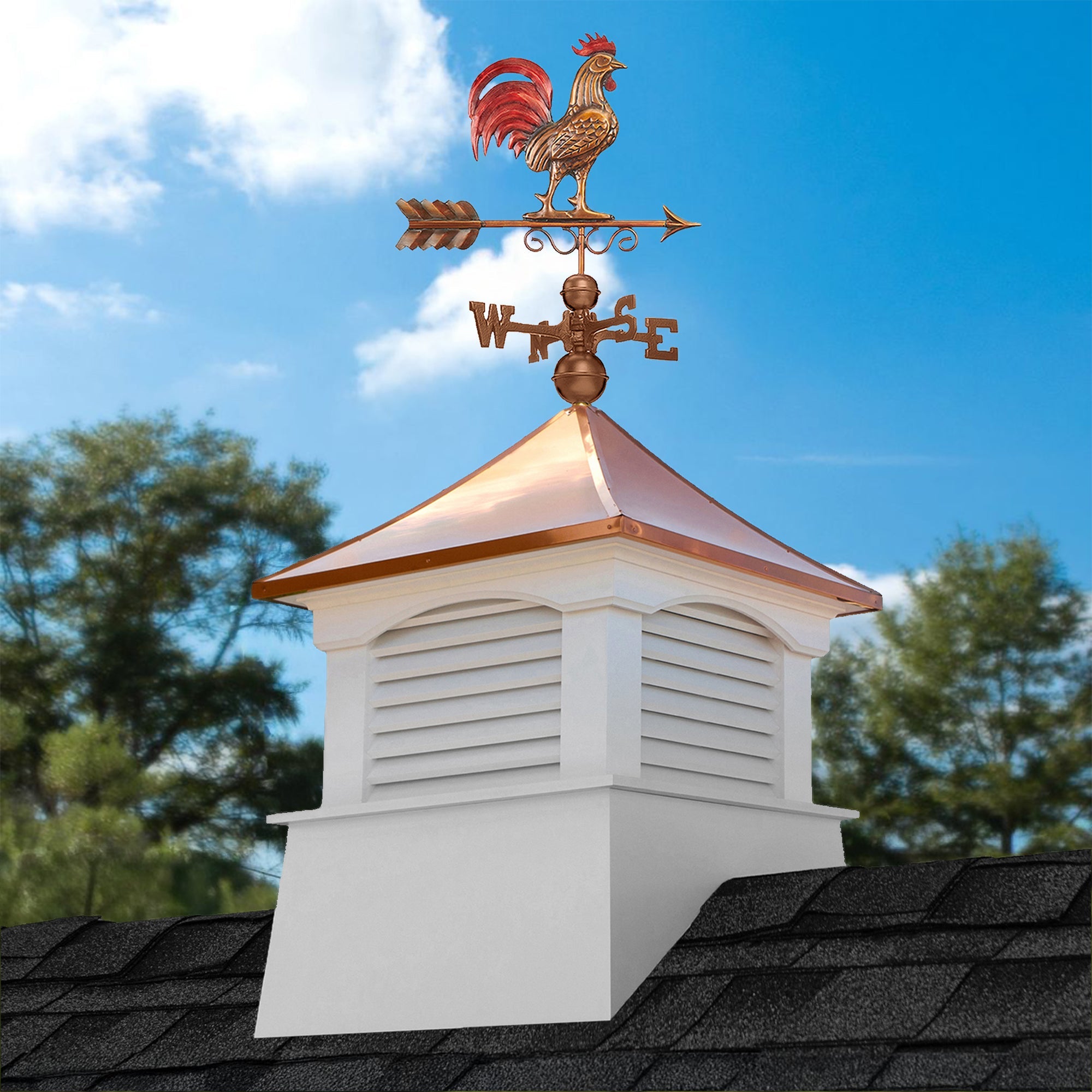 Coventry Vinyl Cupola Set – Copper Roof & Red Rooster - Evira