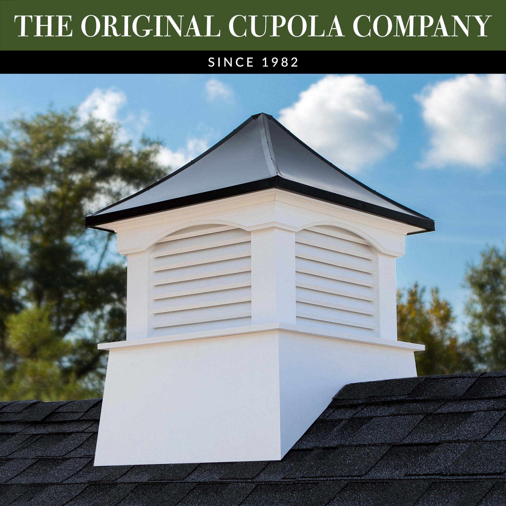 Coventry Vinyl Cupola with Black Aluminum Roof - Evira