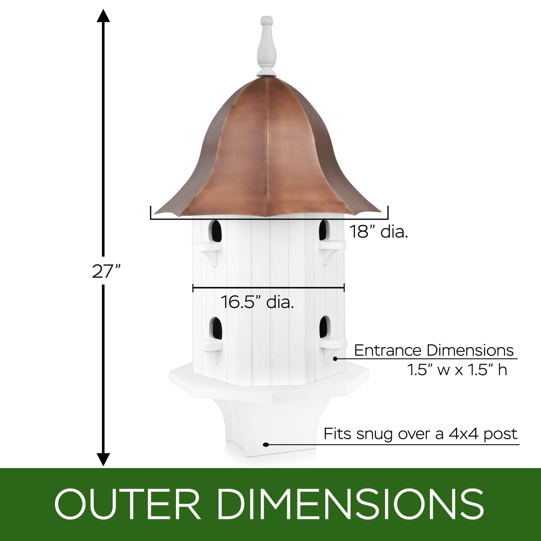 Dovecote Manor Bird House “ Copper Roof - Evira