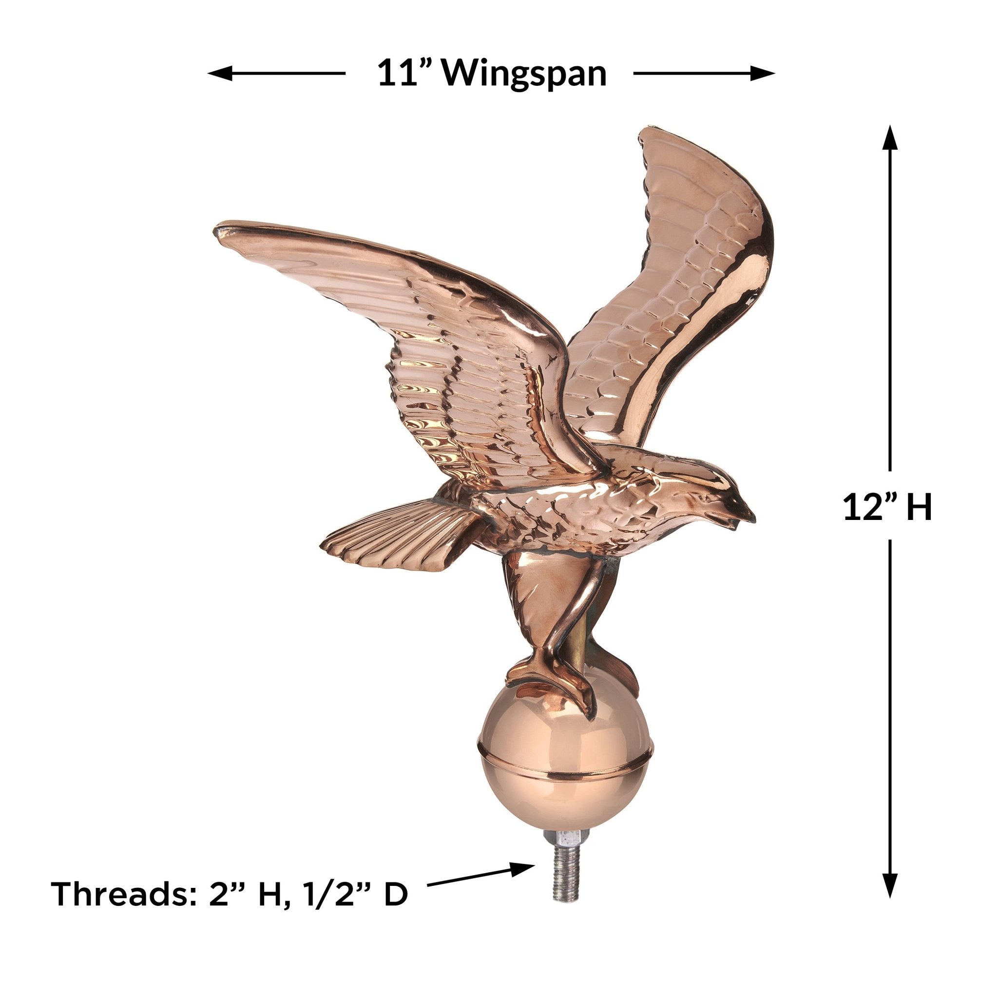 Eagle with Ball Flagpole Topper, 11" Wingspan - Evira