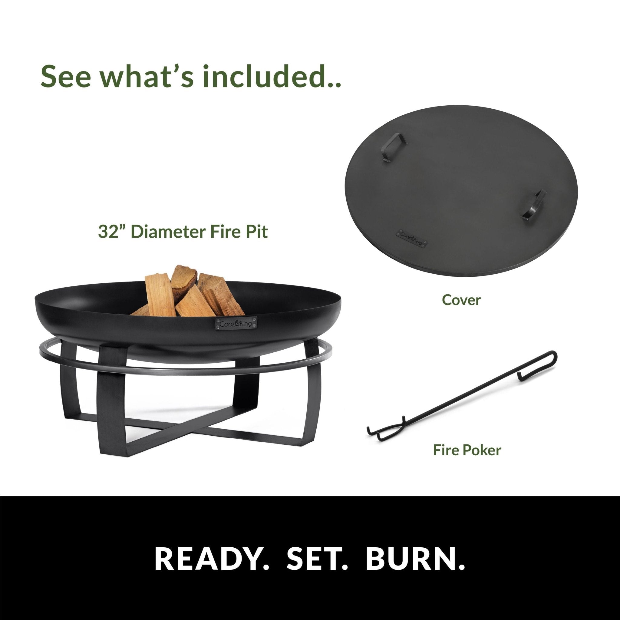 Ignition 32" Fire Pit with Cover Lid - Evira