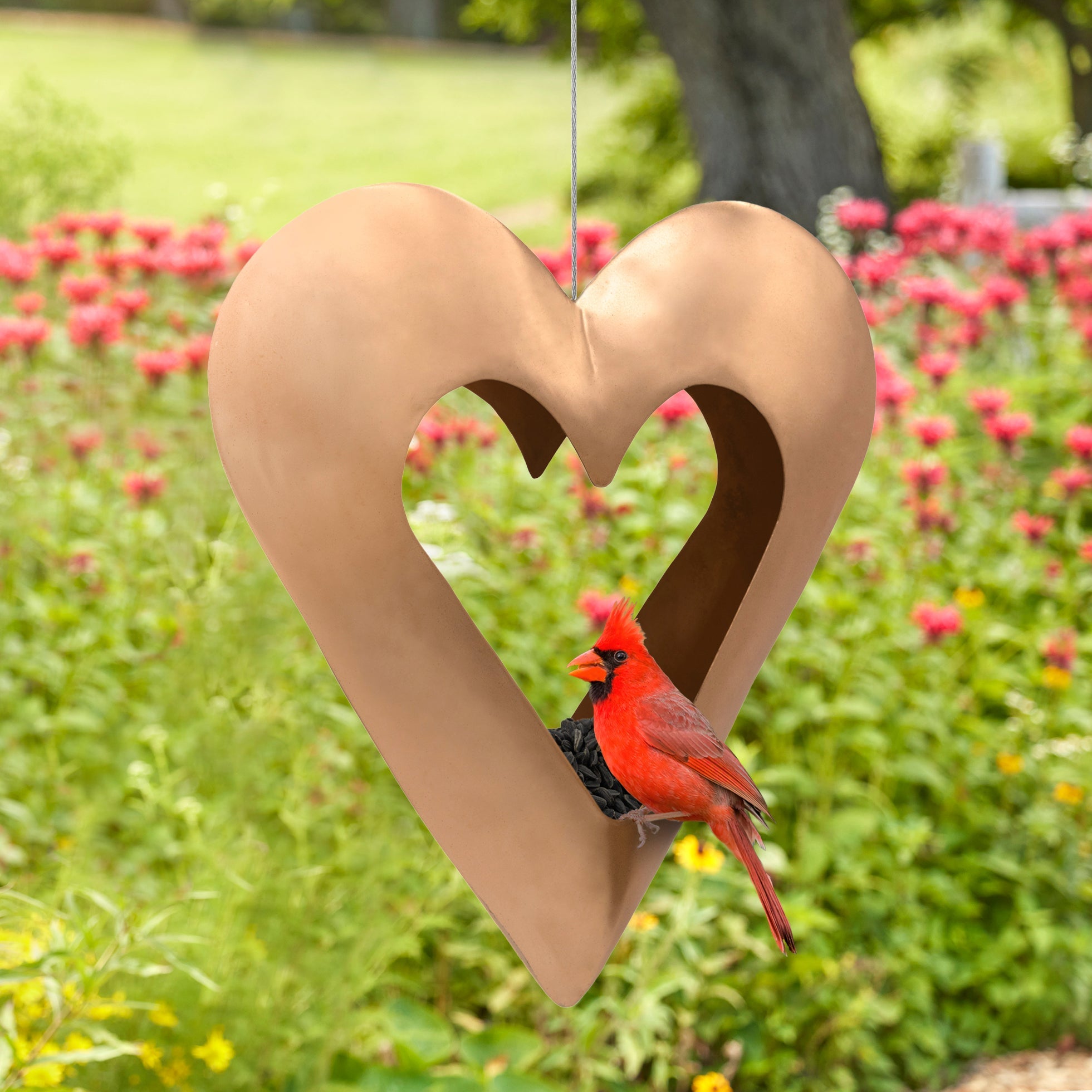 Fly Thru™ Copper Heart Bird Feeder - Evira