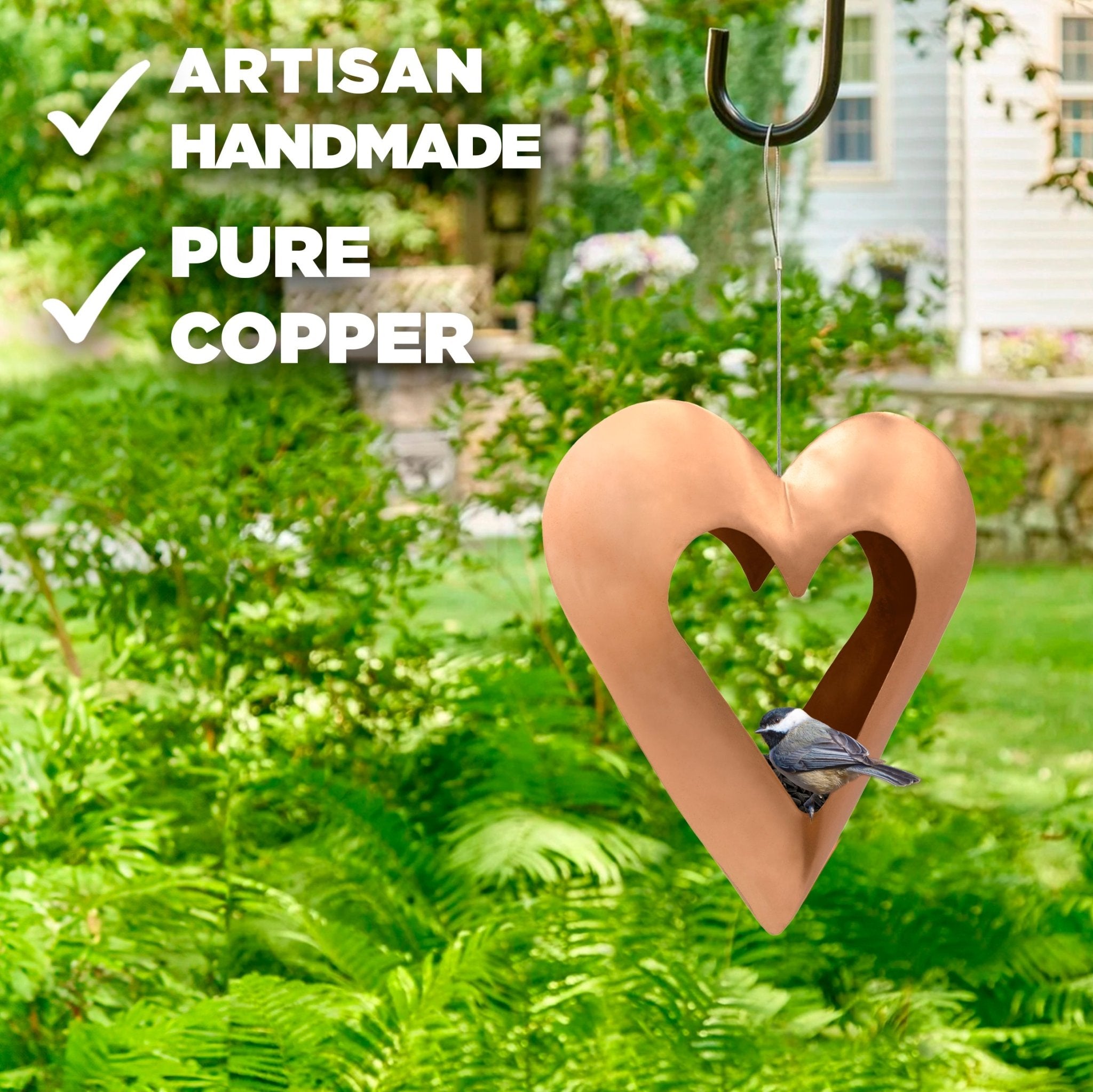 Fly Thru™ Copper Heart Bird Feeder - Evira