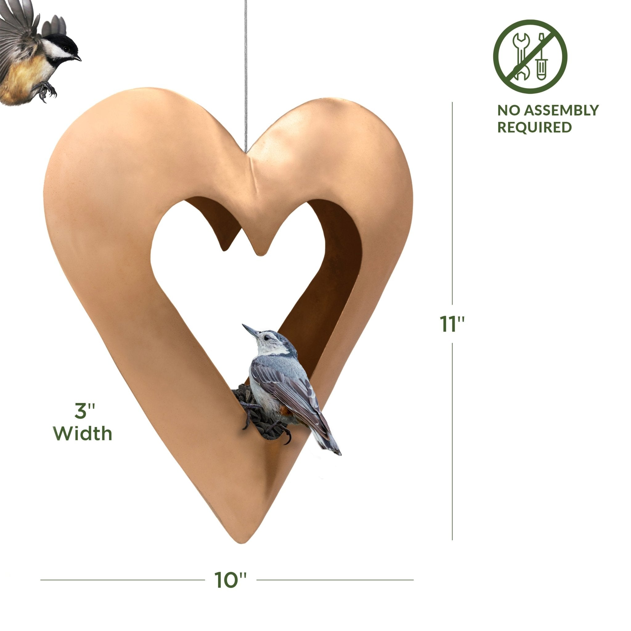 Fly Thru™ Copper Heart Bird Feeder - Evira