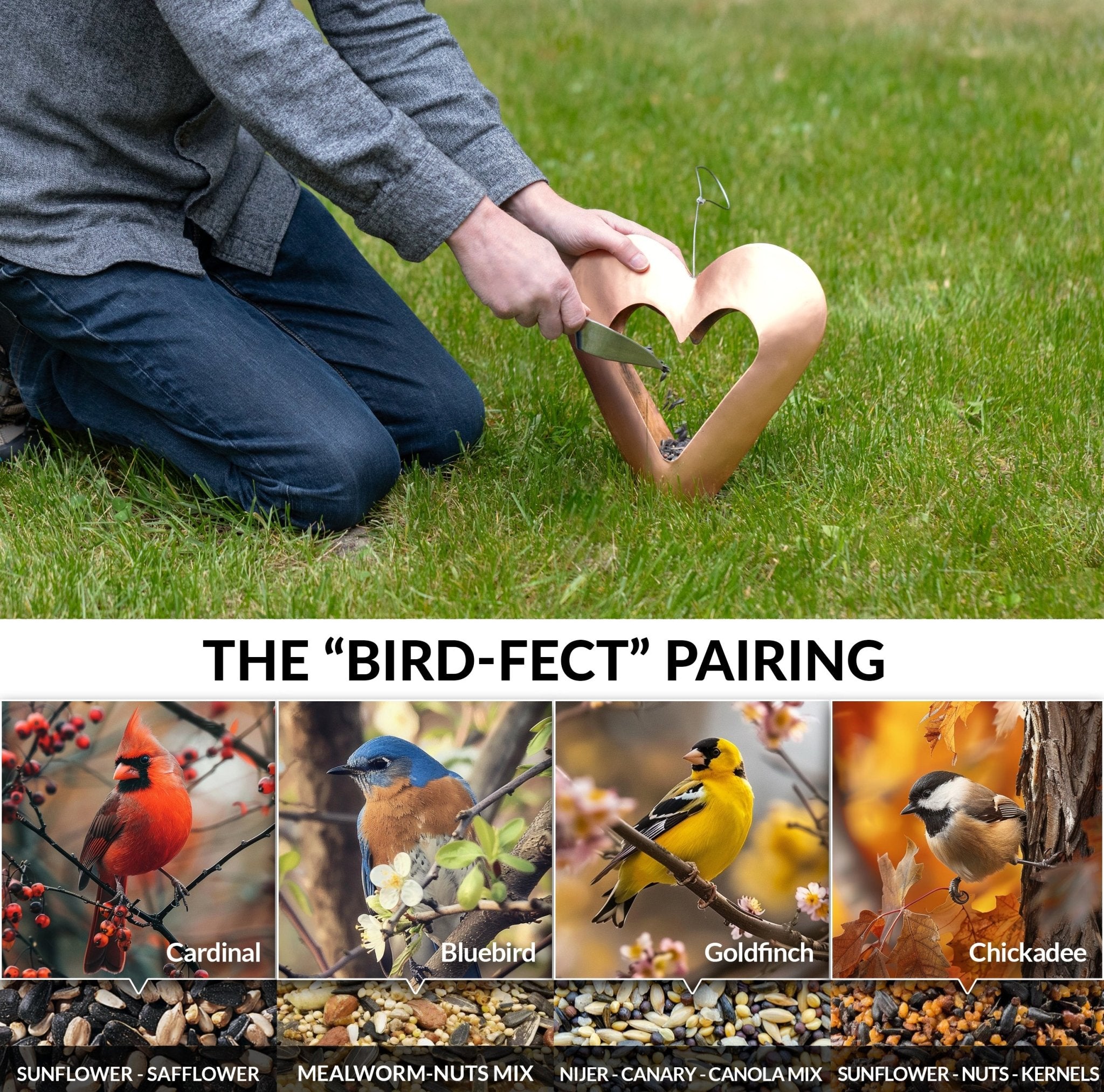Fly Thru™ Copper Heart Bird Feeder - Evira