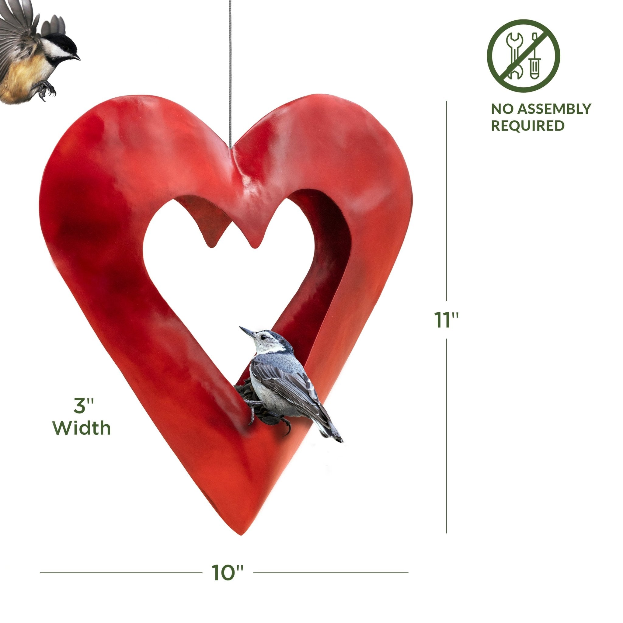 Fly Thru™ Red Heart Copper Bird Feeder - Evira