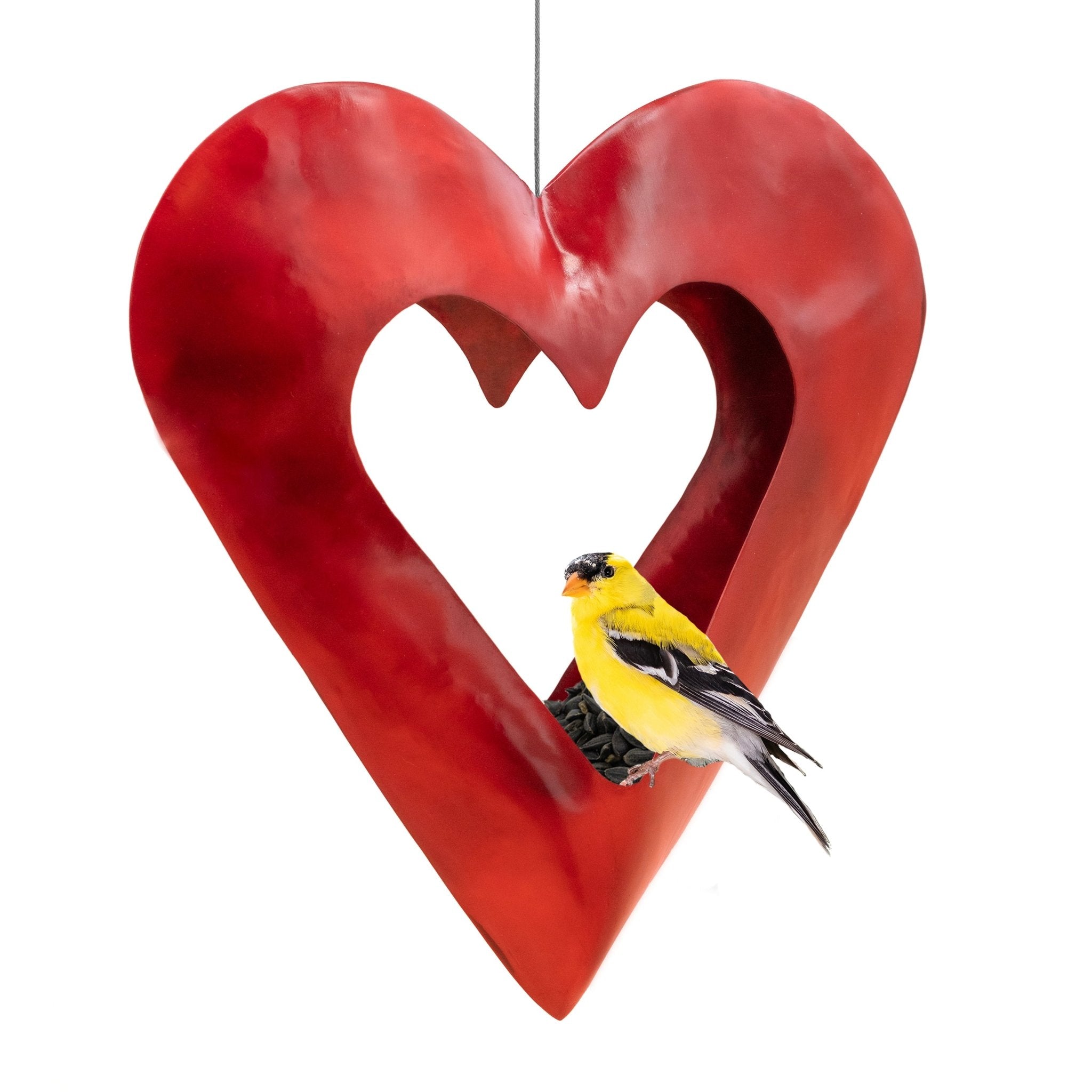 Fly Thru™ Red Heart Copper Bird Feeder - Evira