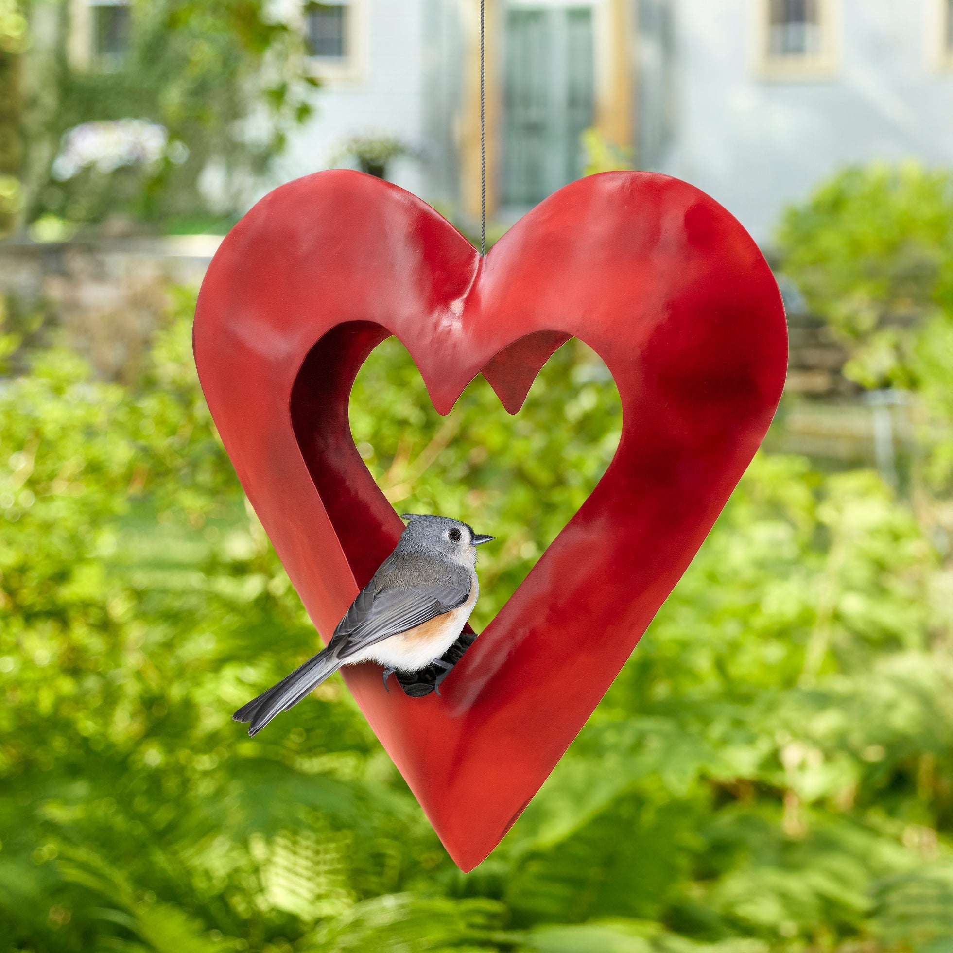 Fly Thru™ Red Heart Copper Bird Feeder - Evira