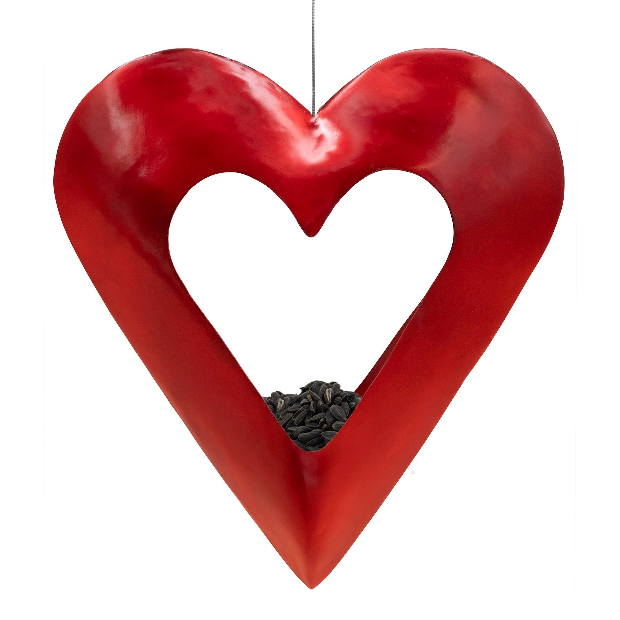 Fly Thru™ Red Heart Copper Bird Feeder - Evira