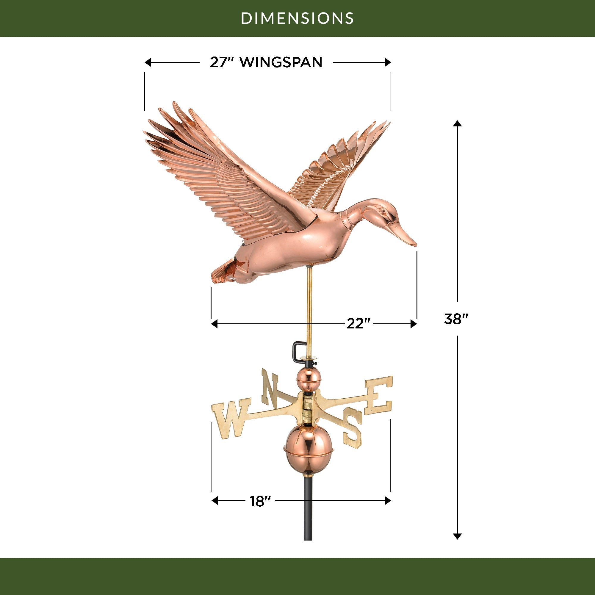 Flying Duck Weathervane - Evira