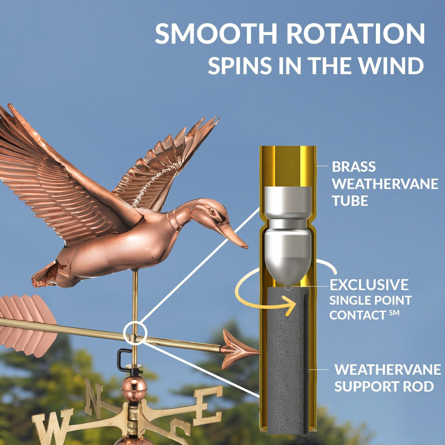 Flying Duck with Arrow Weathervane - Evira