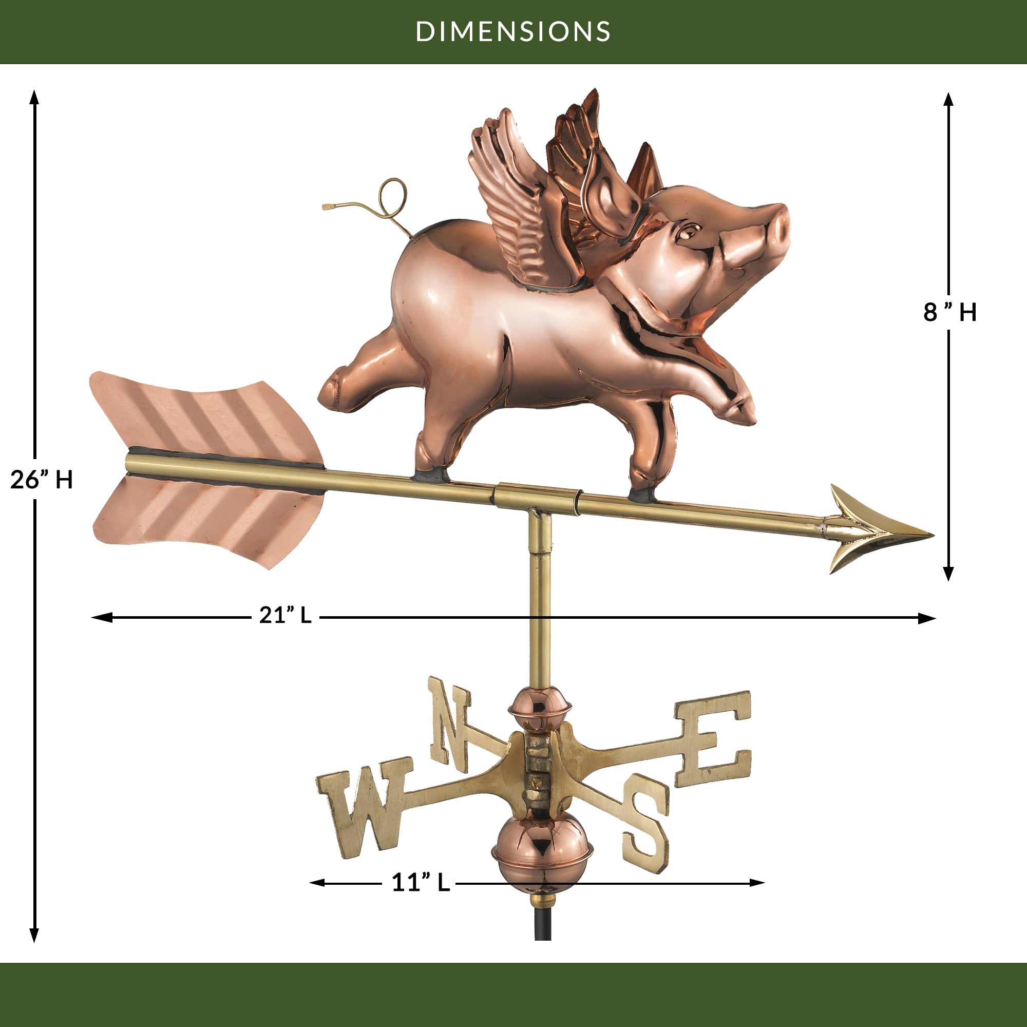 Flying Pig Garden Weathervane - Evira