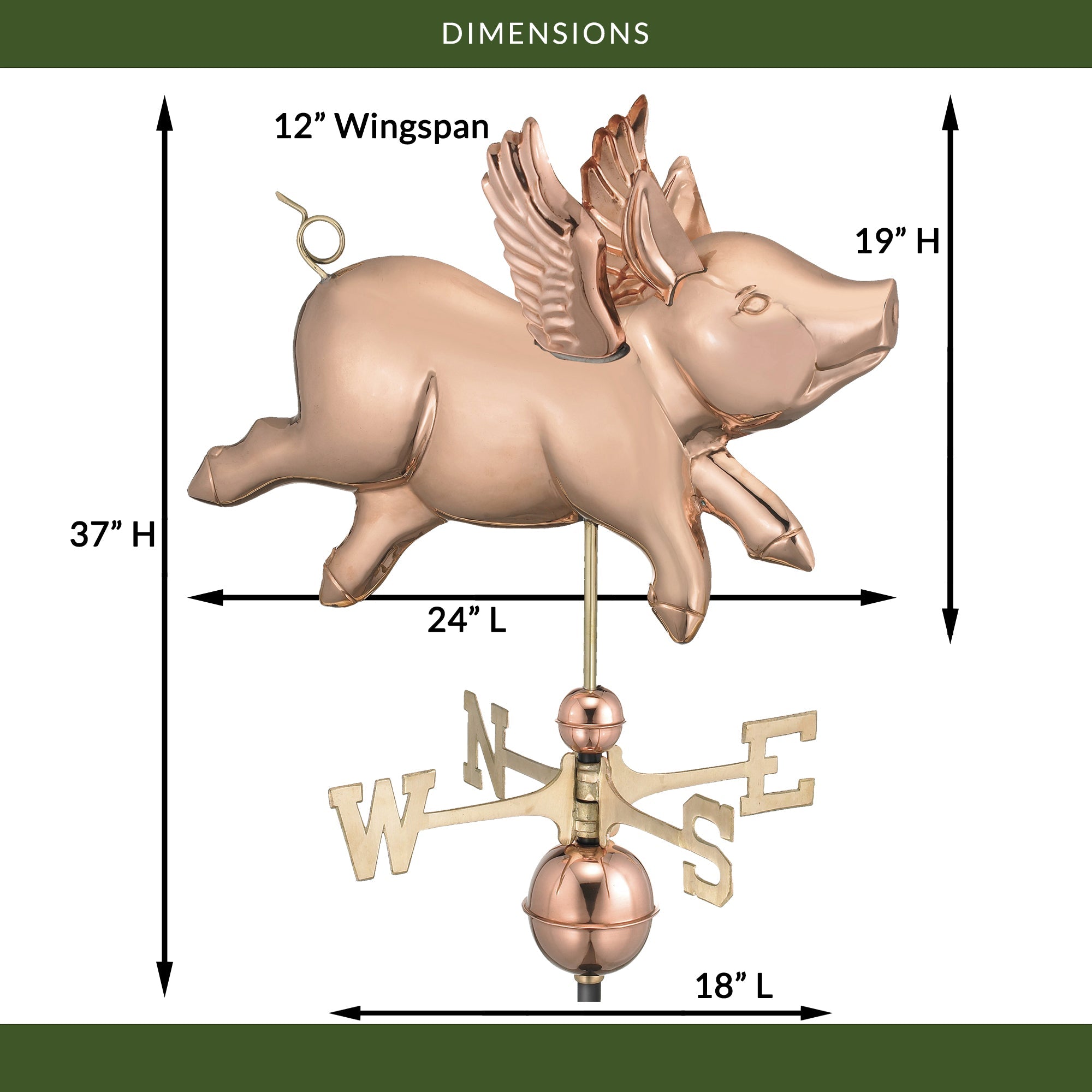 Flying Pig Weathervane - Evira