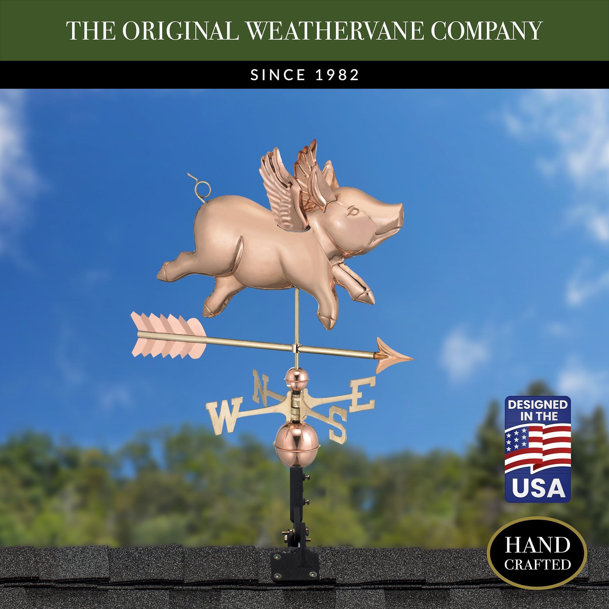Flying Pig with Arrow Weathervane - Evira