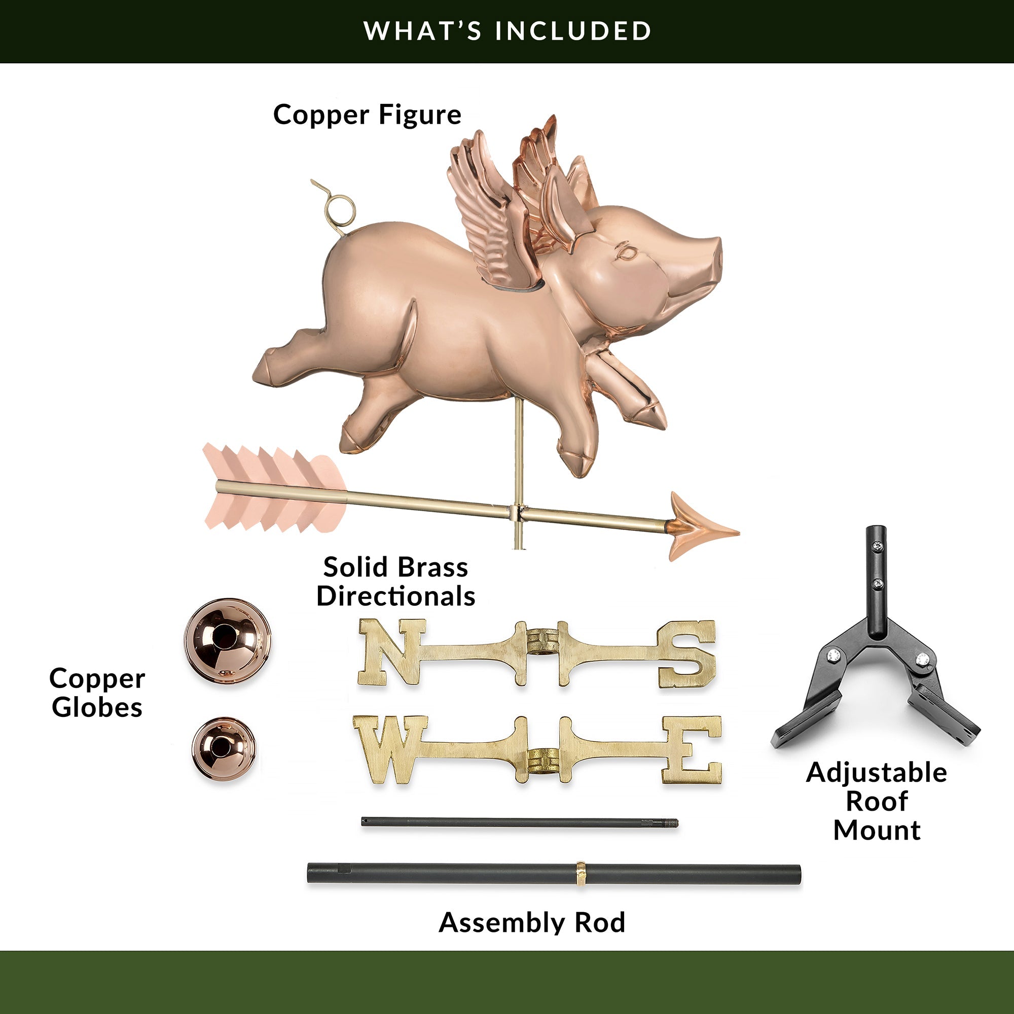 Flying Pig with Arrow Weathervane - Evira
