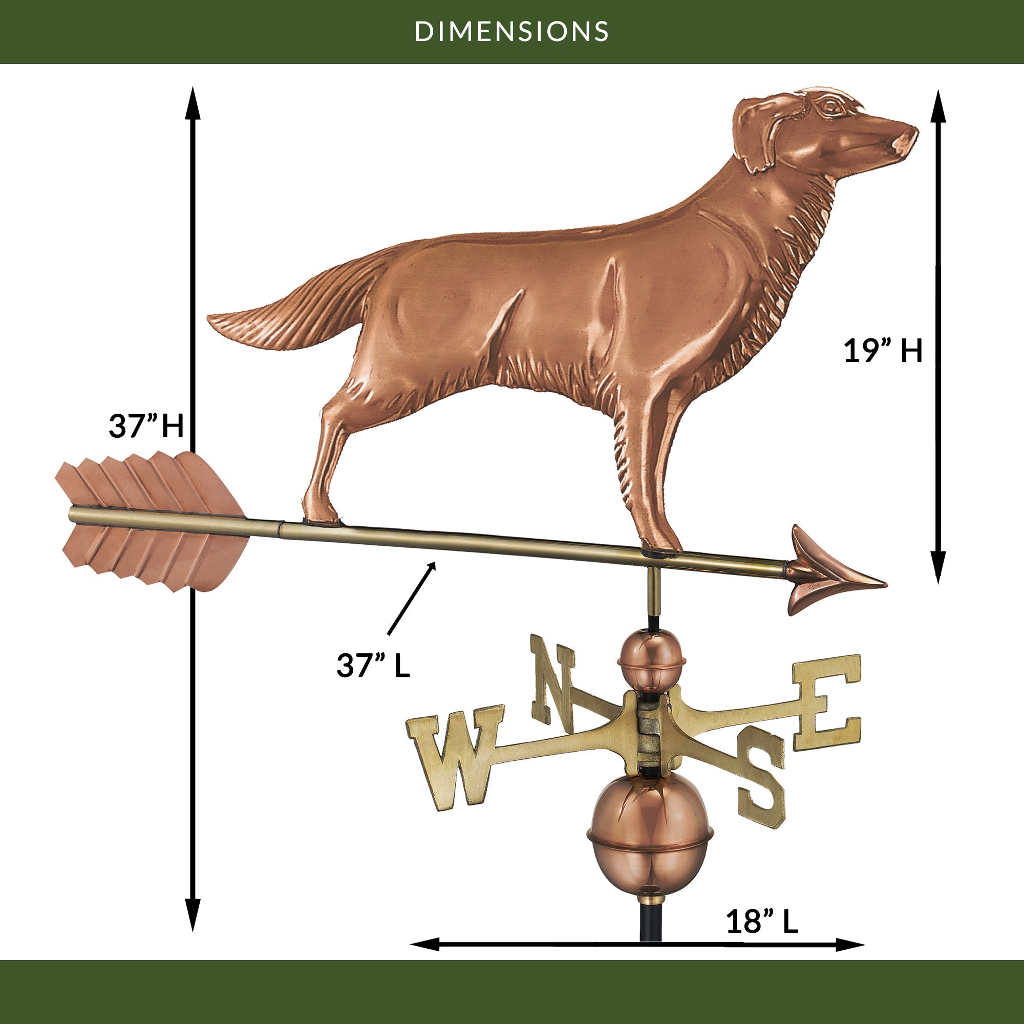 Golden Retriever Weathervane with Arrow - Evira