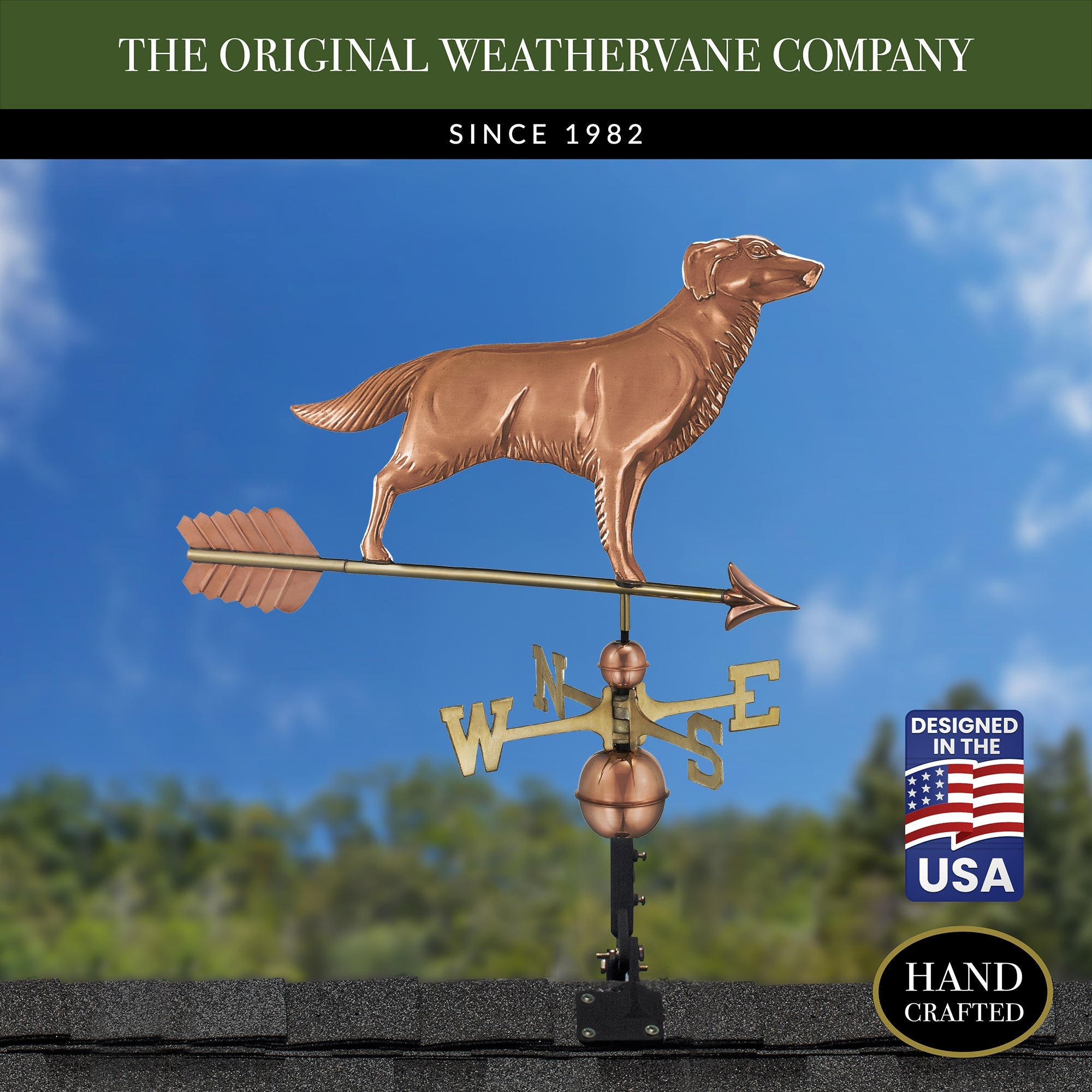 Golden Retriever Weathervane with Arrow - Evira