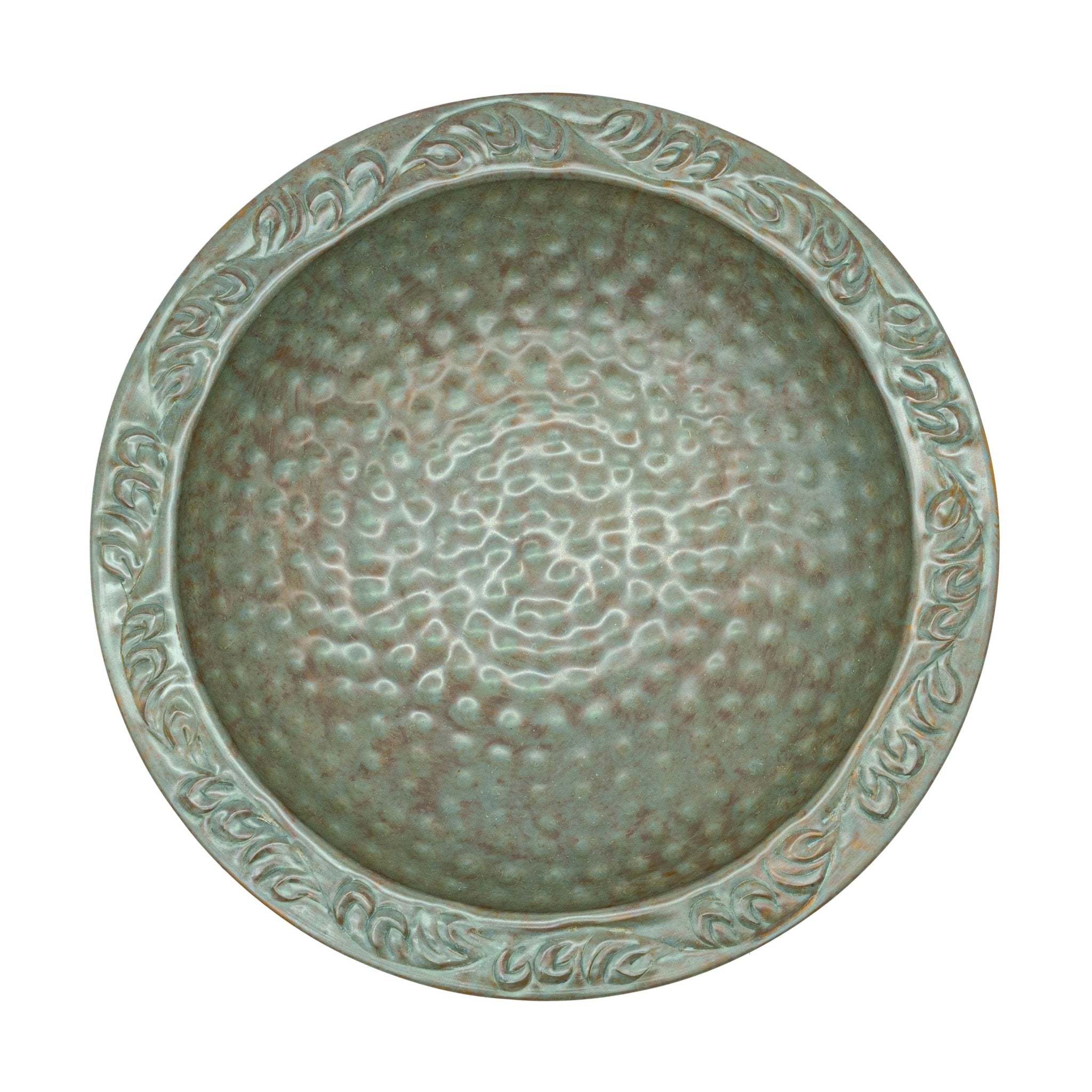 Evira 13.5“� Copper Bird Bath with Garden Pole - Blue Verde Finish - Evira