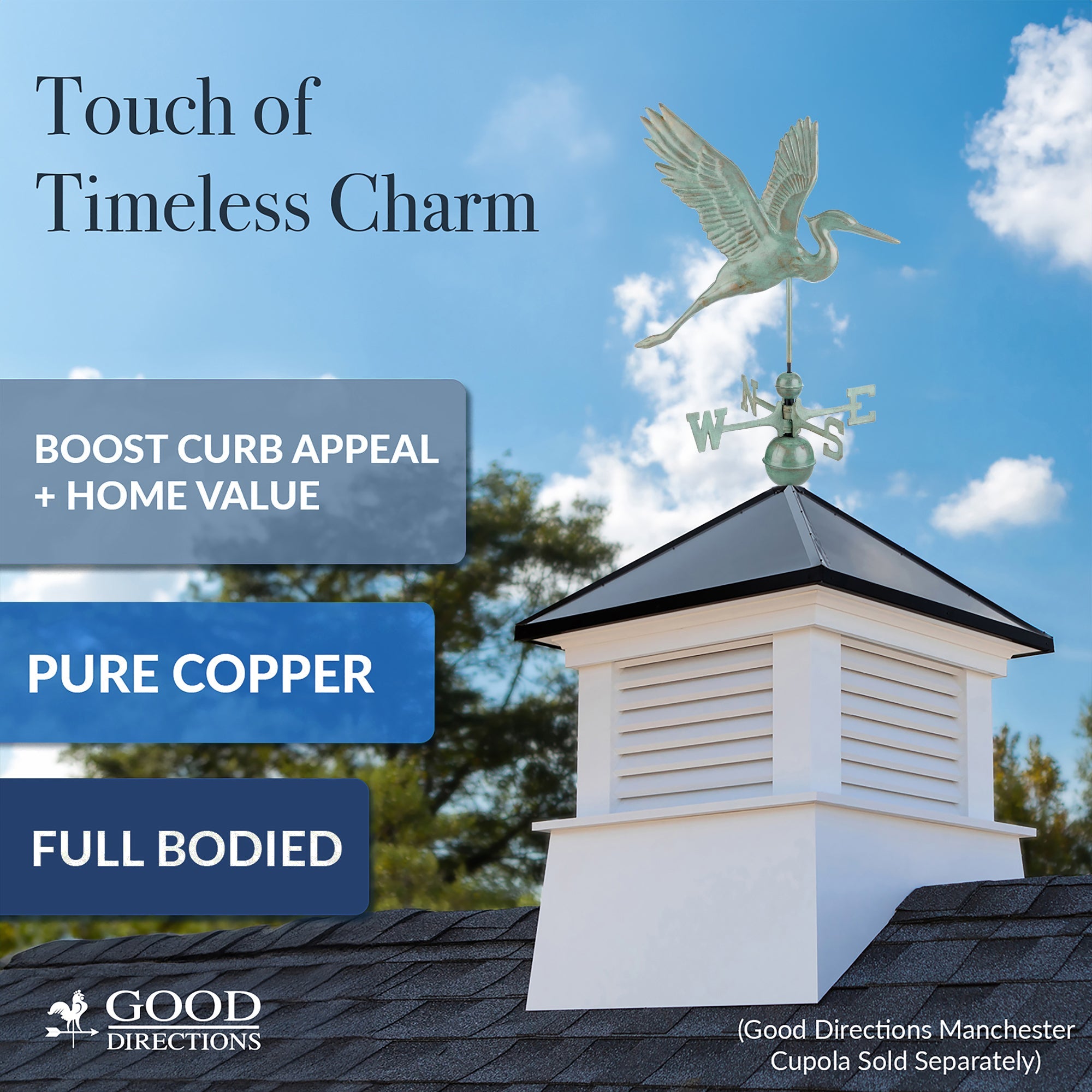 Graceful Blue Heron Weathervane - Evira