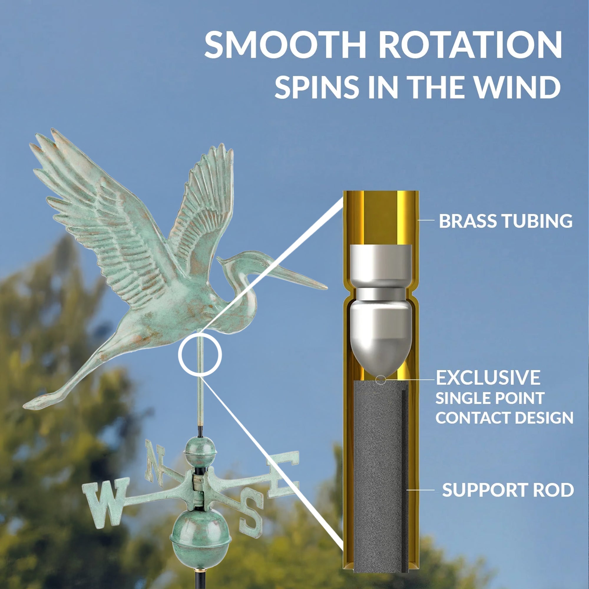 Graceful Blue Heron Weathervane - Evira