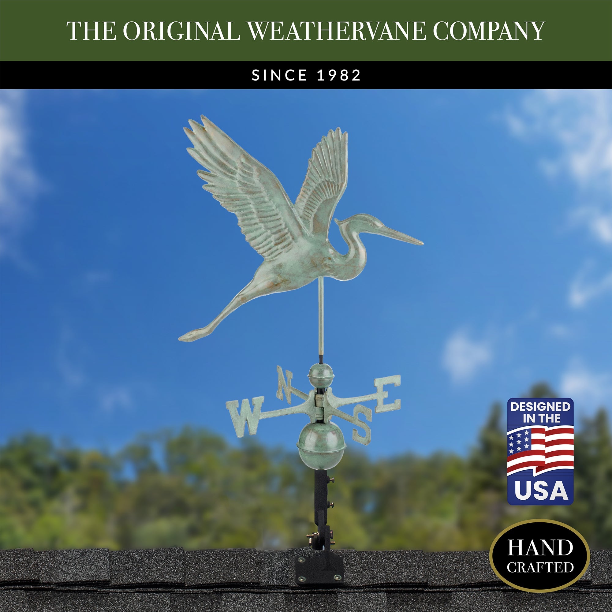 Graceful Blue Heron Weathervane - Evira