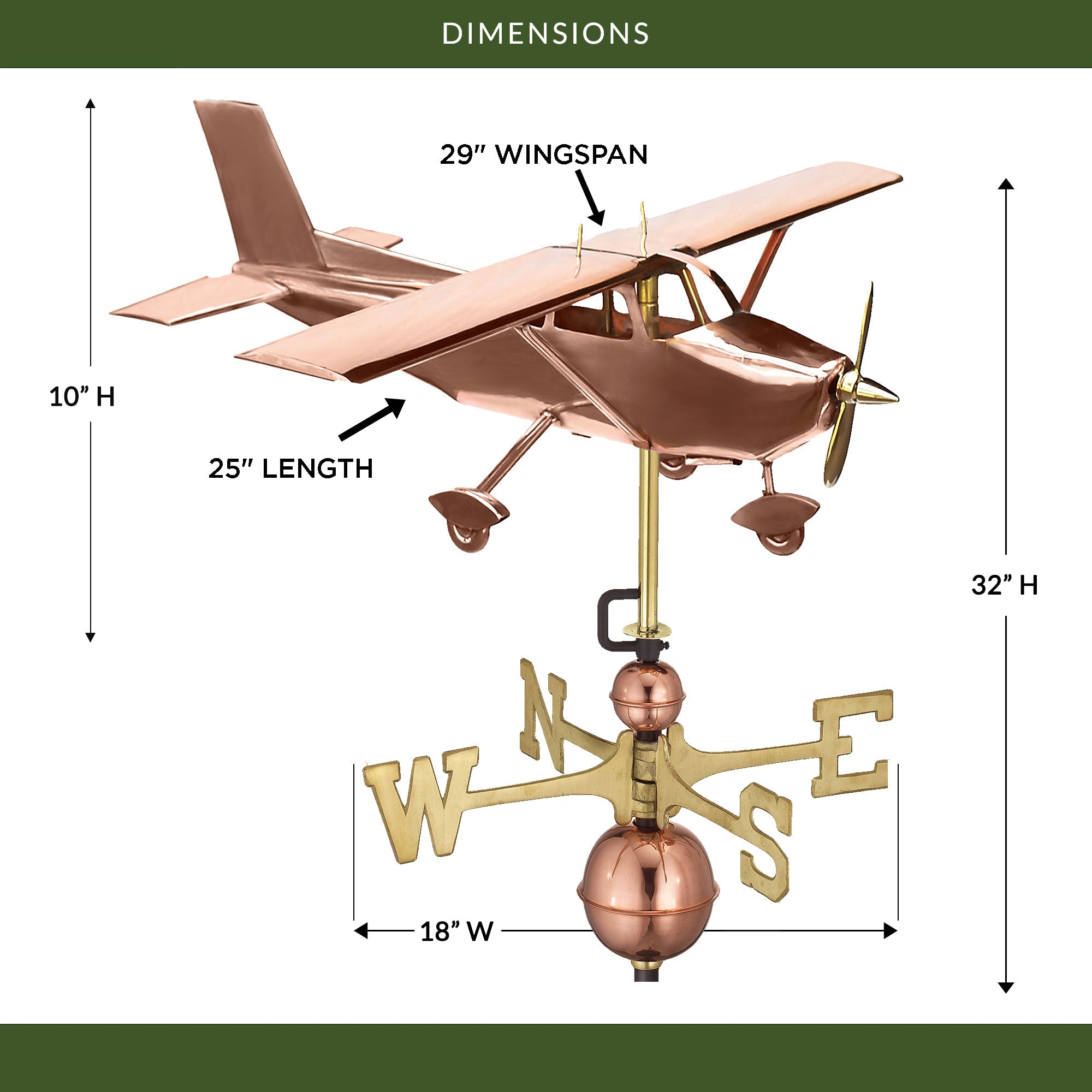 High Wing Plane Weathervane - Evira